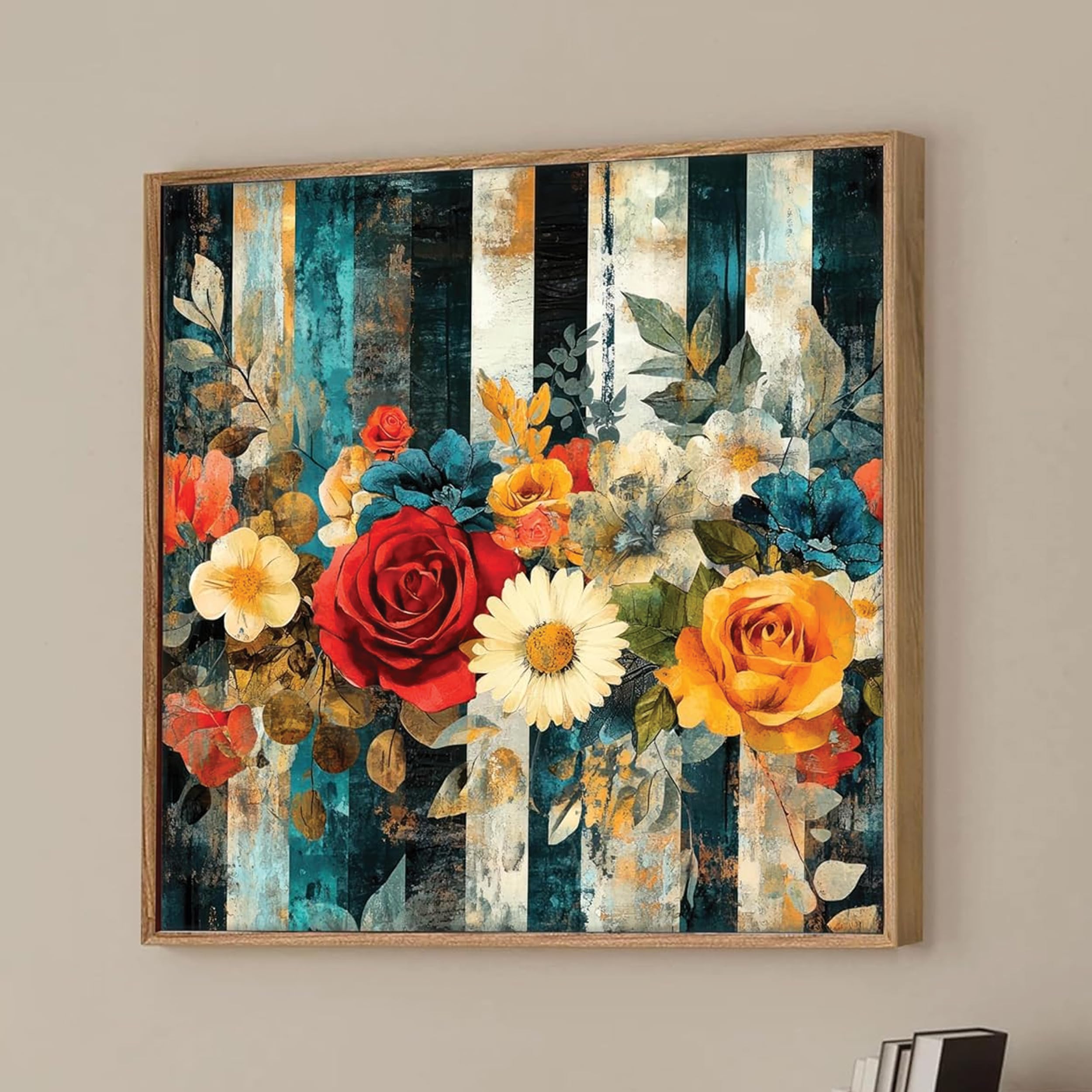 Modern Floral Canvas Painting - White Flowers -12 Modern Floral Canvas Painting - White Flowers -12