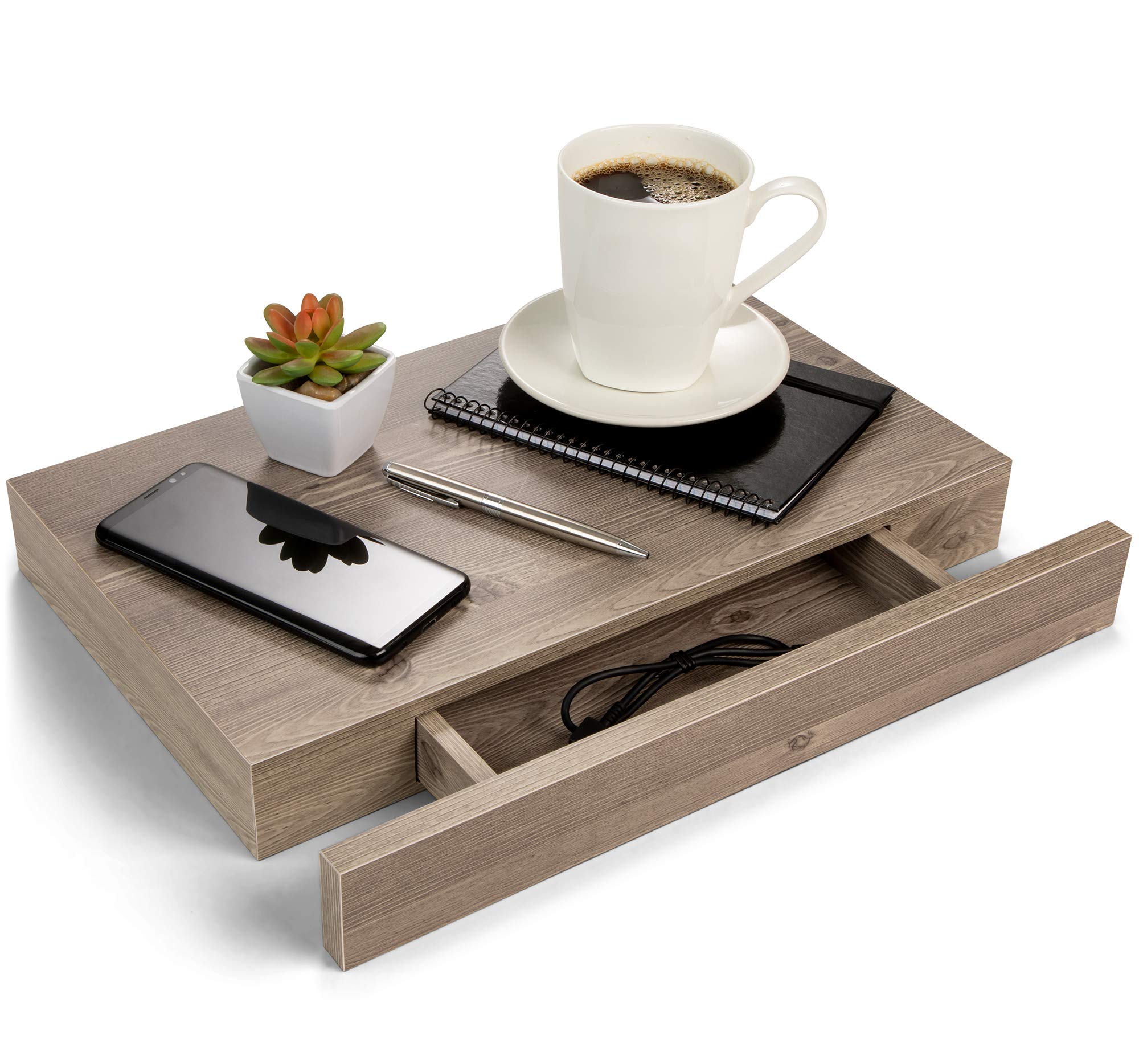 Floating Shelf with Drawer, Floating Nightstand for Bedroom 16” Wall