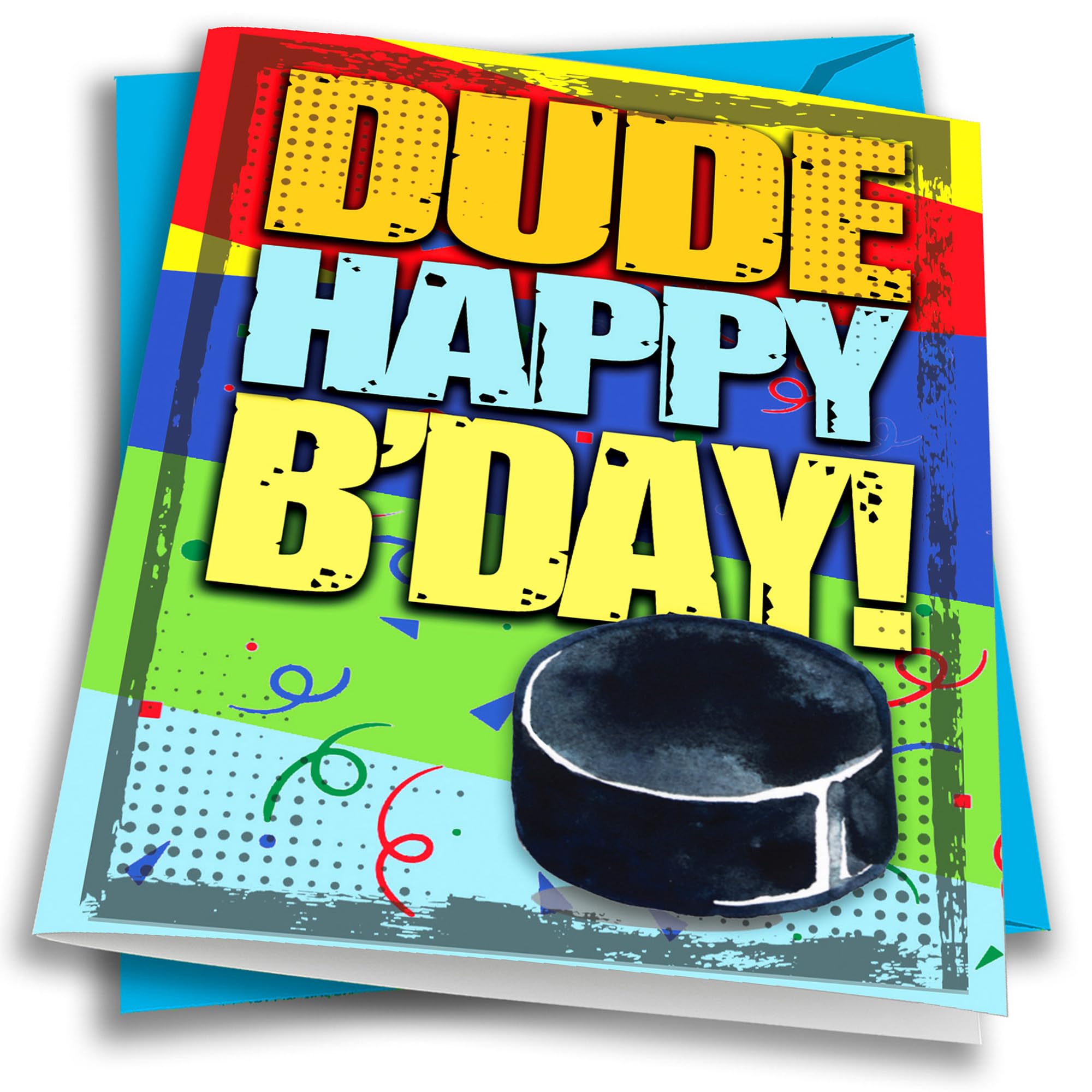 Play Strong DUDE HOCKEY Happy Birthday Sports Powercard 1-Pack (5x7) Sports Birthday Cards Greeting Cards Awesome for Hockey Players, Coaches and Fans