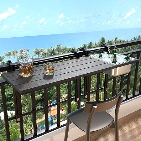 Amazon.com: FURNIKNA Balcony Bar Table for Railings, Balcony Railing ...