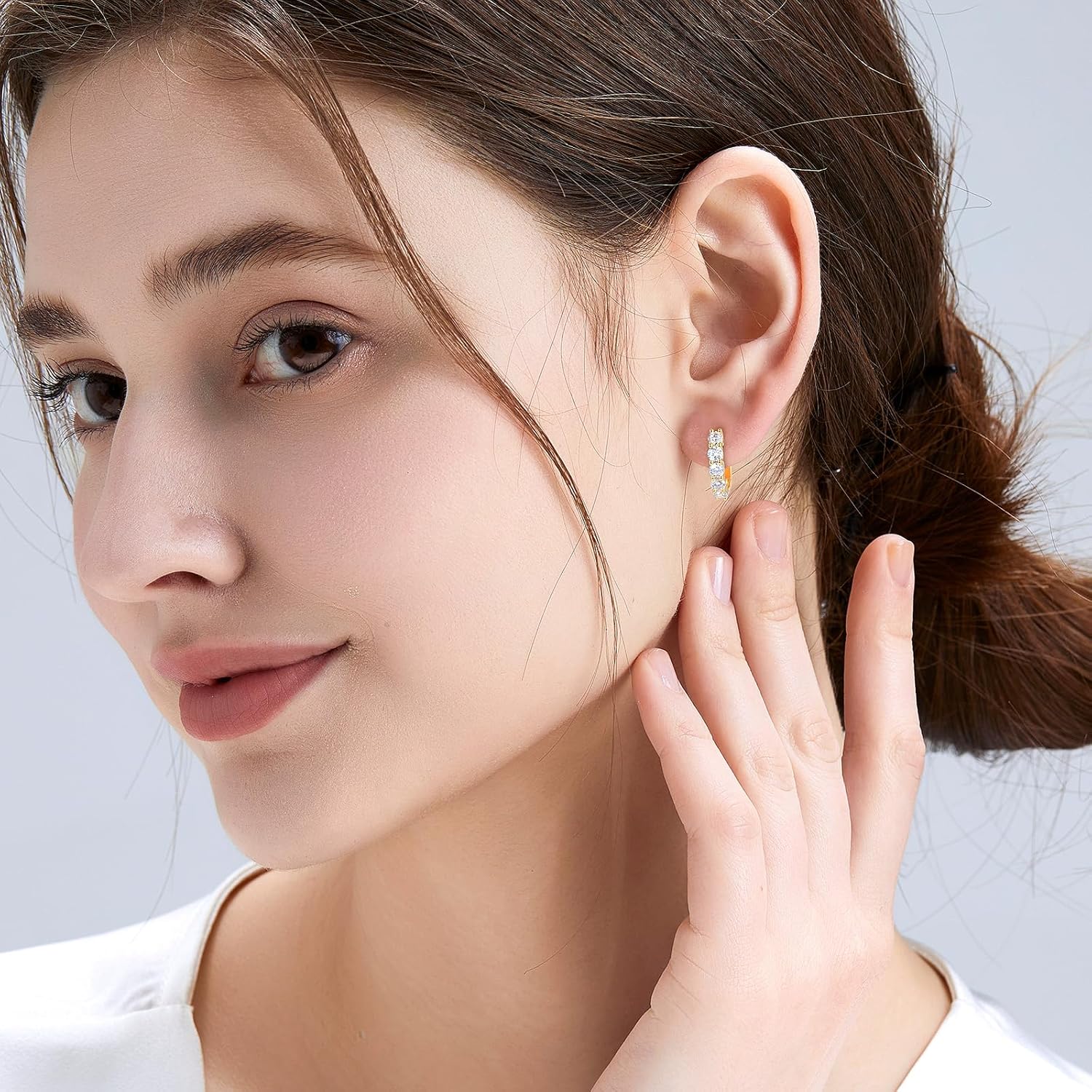 KRKC&CO Moissanite Hoop Earrings for Women, Sterling Silver Gift for Anniversary Birthday, D Color VVS1 Clarity 0.6-2.0Ctw Hypoallergenic Huggie Earrings Stud, White Gold Plated Jewelry for Her