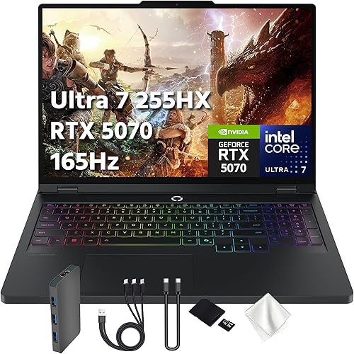 Lenovo Legion Pro 5i 16" WQXGA 165Hz OLED AI-Powered Gaming Laptop, Intel 20-Core Ultra7 255HX, GeForce RTX 5070 8GB GDDR7, 16GB RAM, 1TB PCIe SSD, Backlit, Win 11 Pro, Black, 1TB Docking Station