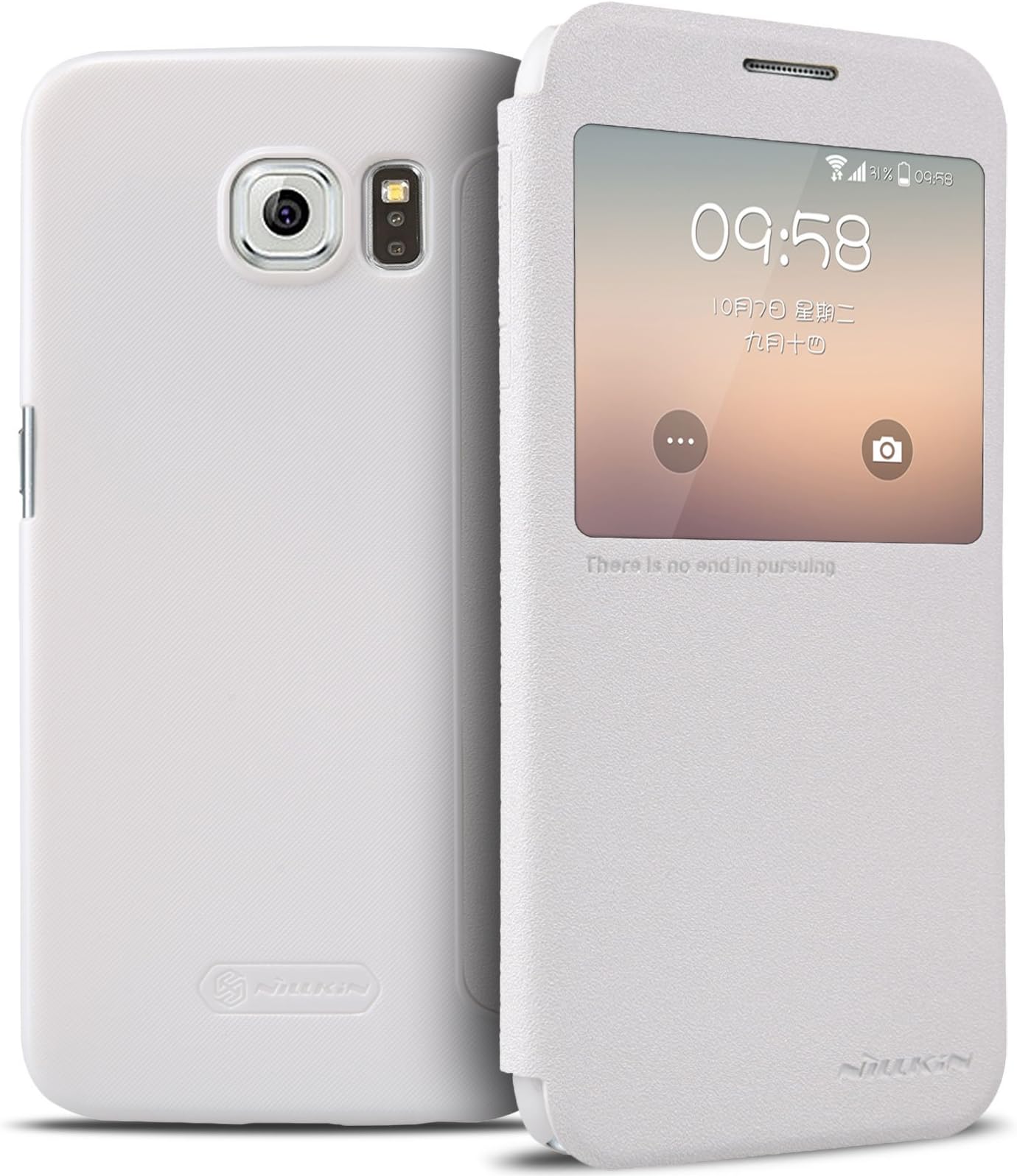 Nillkin Sparkle Leather Cover Case for Samsung Galaxy S6 - White (Retail Packaging)