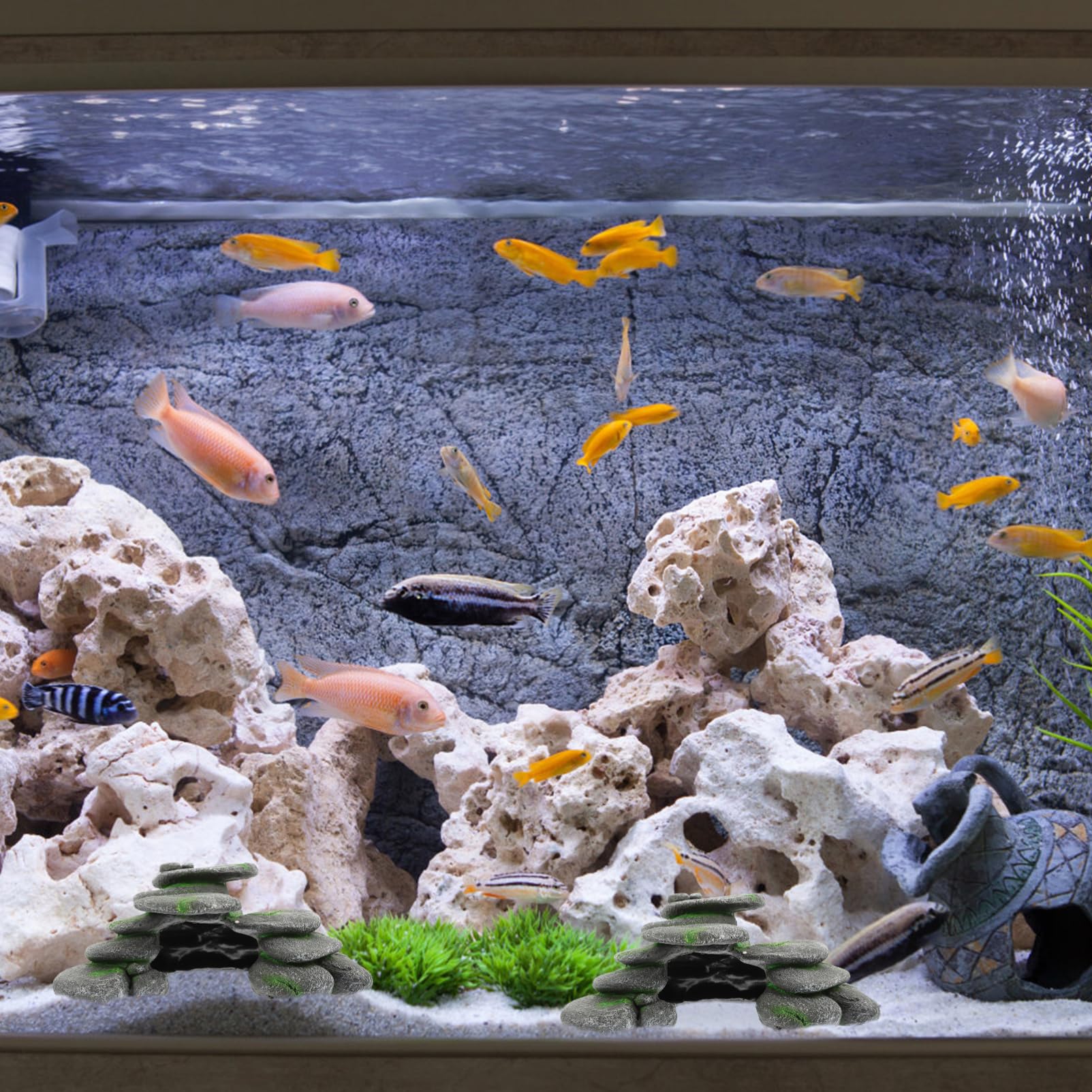 POPETPOP 4 Piezas Plataforma Accesorio para terrario decoración de terrarios para Reptiles rampa de de adoquines Bulbo de Reptil peceras Plataforma Artesanal Resina