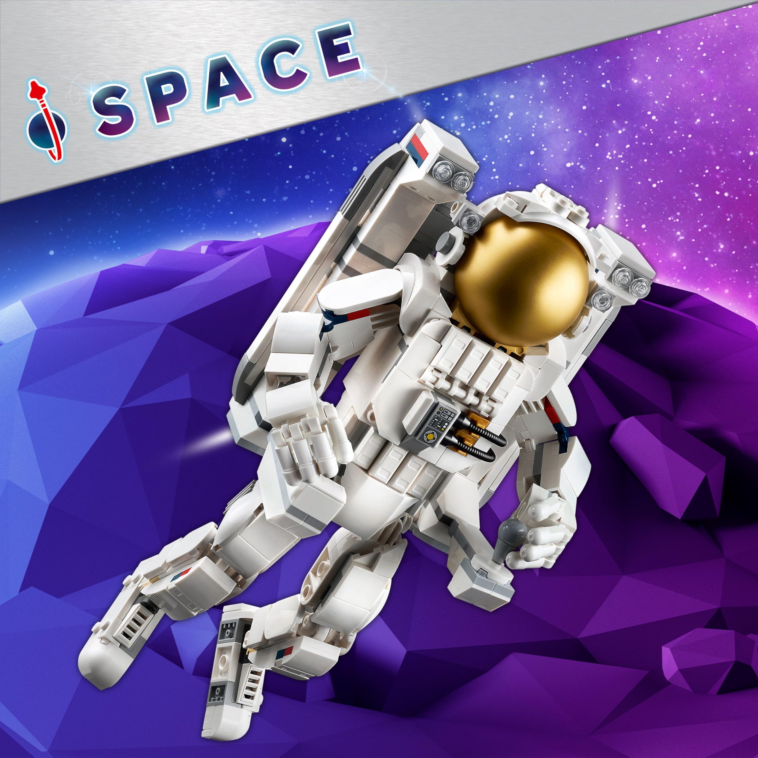 LEGO Creator 3 w 1 Astronauta 31152 | Zestaw klocków, figurka astronauty do przebudowy na psa lub statek kosmiczny, prezent dla dzieci od 9 lat, 647 elementów