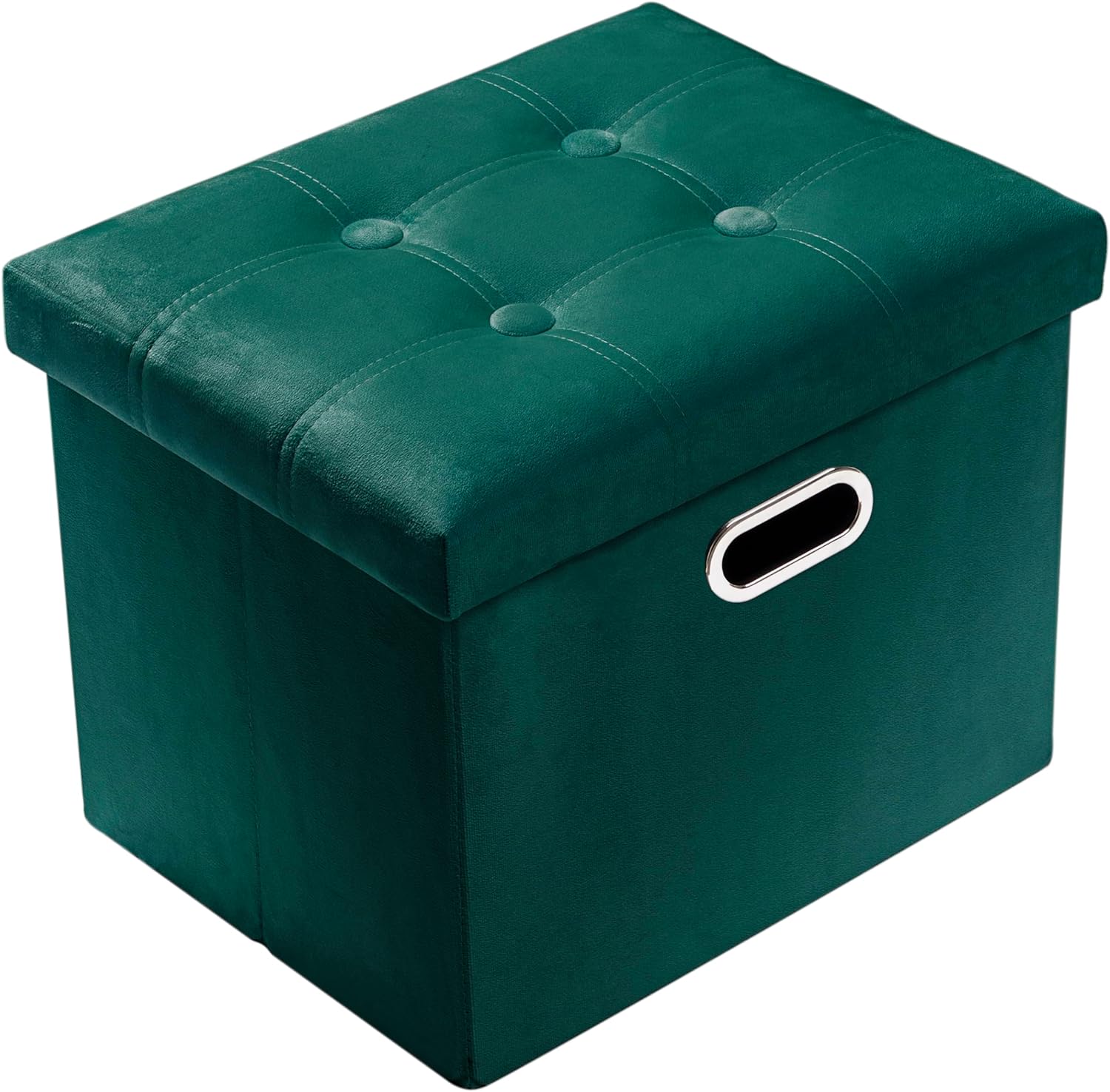 PRANDOM Ottoman with Storage [1Pack] Velvet Folding Small Square Foot Stool with