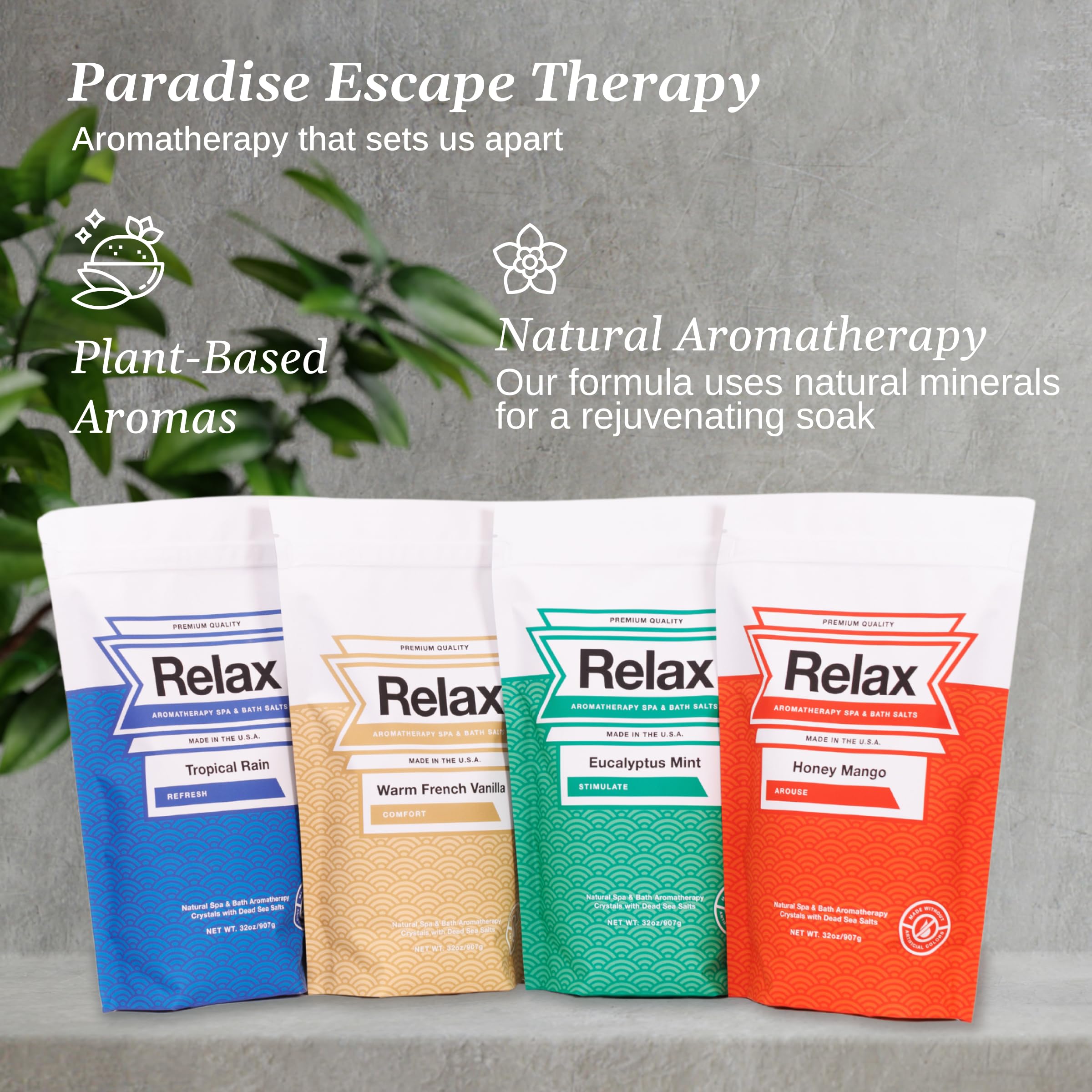 Relax spa e vasca da bagno originale aromaterapia cristalli – Confezione da 4, 17 oz- tutto naturale sali minerali – aroma terapia per vasche da bagno, spa e idromassaggio 481,9 gram