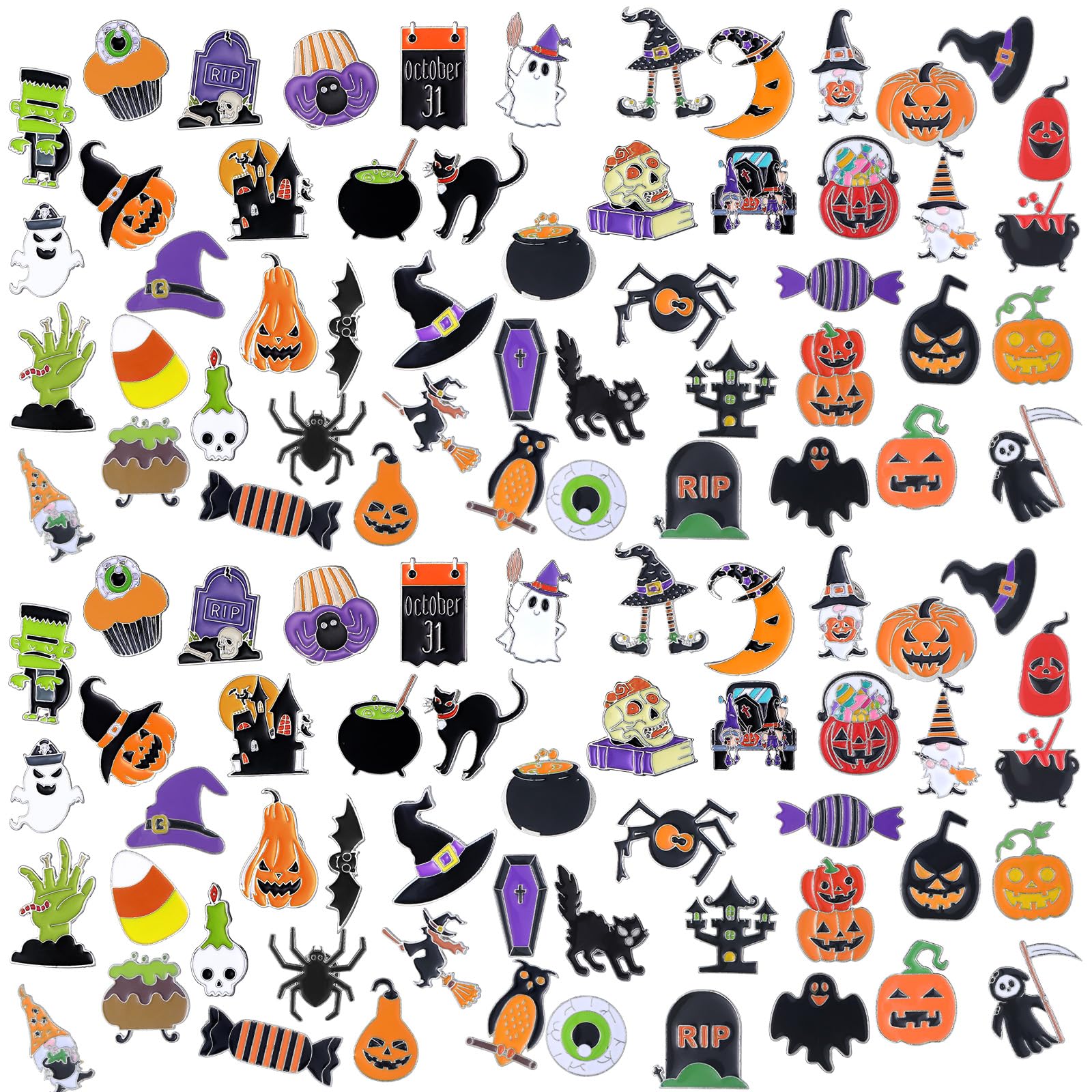 Ceenna100 Pcs Enamel Pins Cat Enamel Lapel Pins Punk Spooky Pins Brooches Badge for Bags