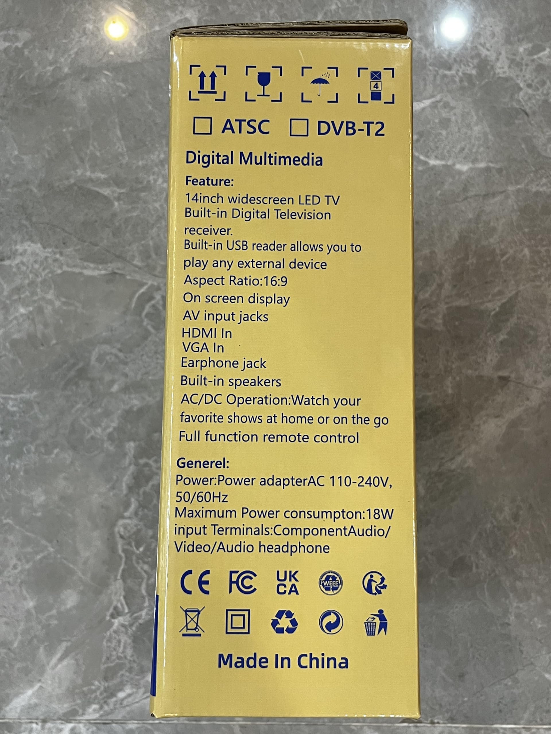 ZOSHING 14" 1080P Screen TV,14 Pulgadas pequeña Televisores con Recepción freeview y Antena,AC-cambios/DC-12V,HDMI USB y VGA Puertos de Entrada para Camper/Monitores/cocinas