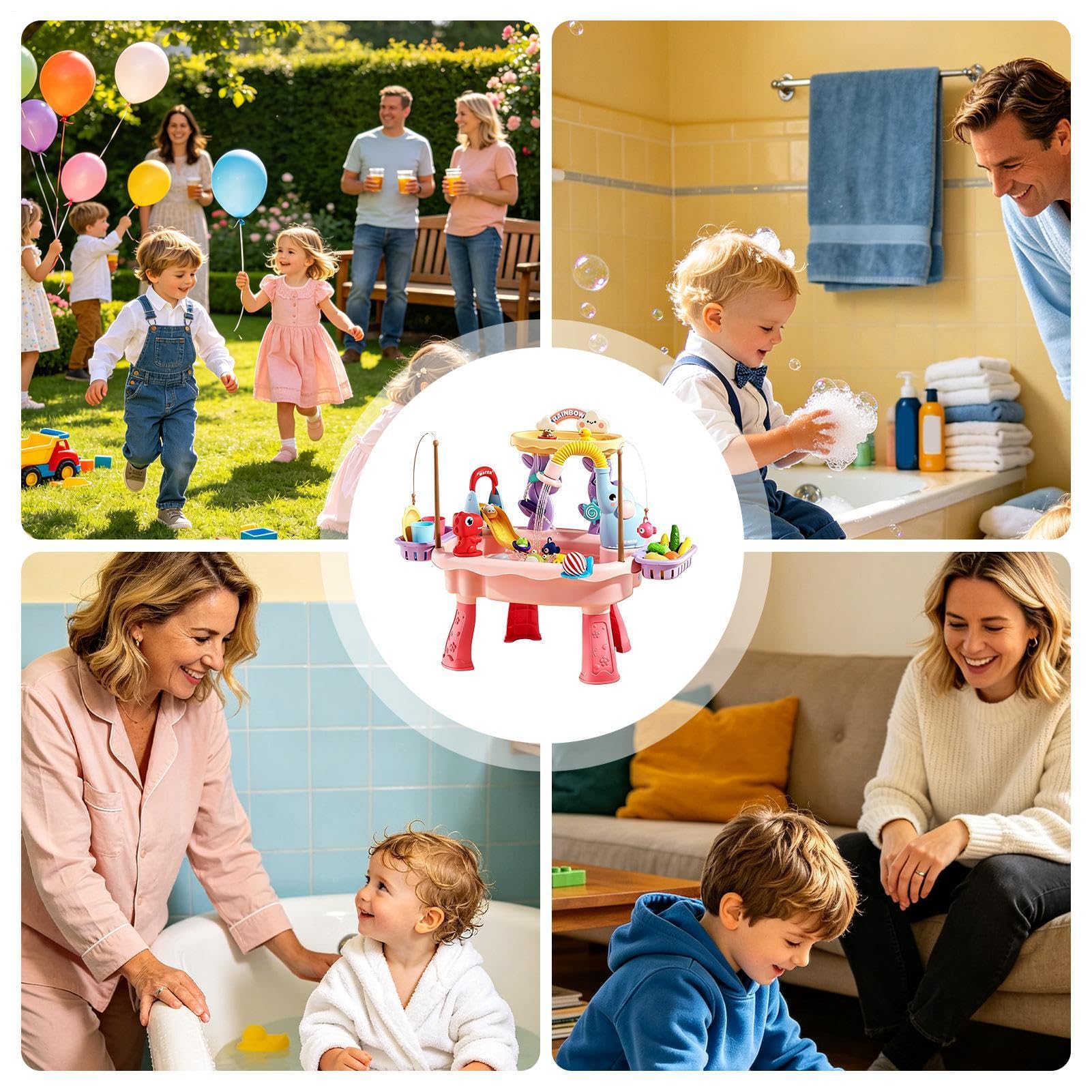 Wasserspieltisch Für Kinder Mit Angelspiel | Spielspüle Mit Fließendem Wasser für Hinterhof, , Park, Kita, Vorschule, Sommer, Terrasse, Camping, Innenbereich sowie und