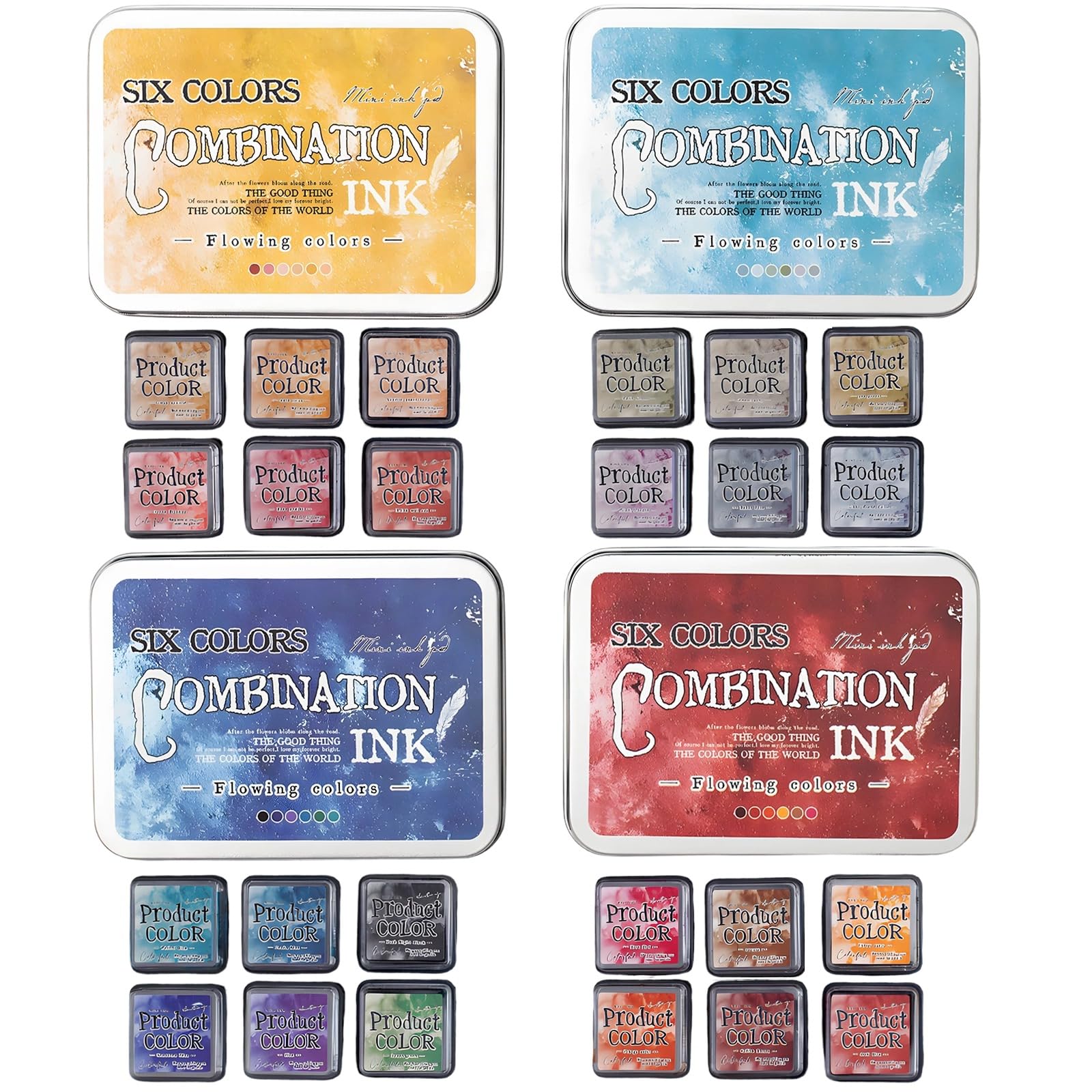 24 Stk. Mini-Stempelkissen-Set, fließende, kräftige Farben, leicht mit Schwamm zu kolorieren, kompakt, sofort einsatzbereit, 1,3 x 1,3 x 0,7 in, für Basteln, Scrapbooking, Journaling, Kartenmachen