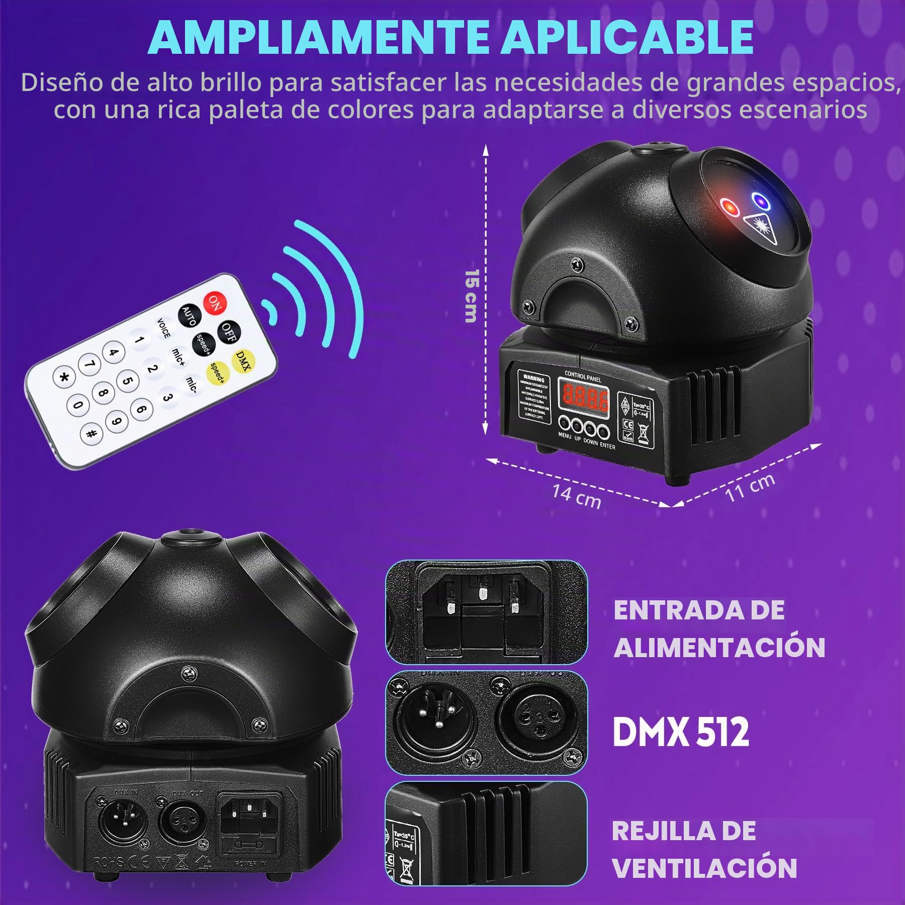 VAYALT Luces Discoteca, RGB Luces de Discoteca, Luces DJ con Mando a Distancia, Musik Sonido Activado, Luces Fiesta Compatible con DMX 512, para Fiestas, Boda, djs, Bares,Discoteca Club
