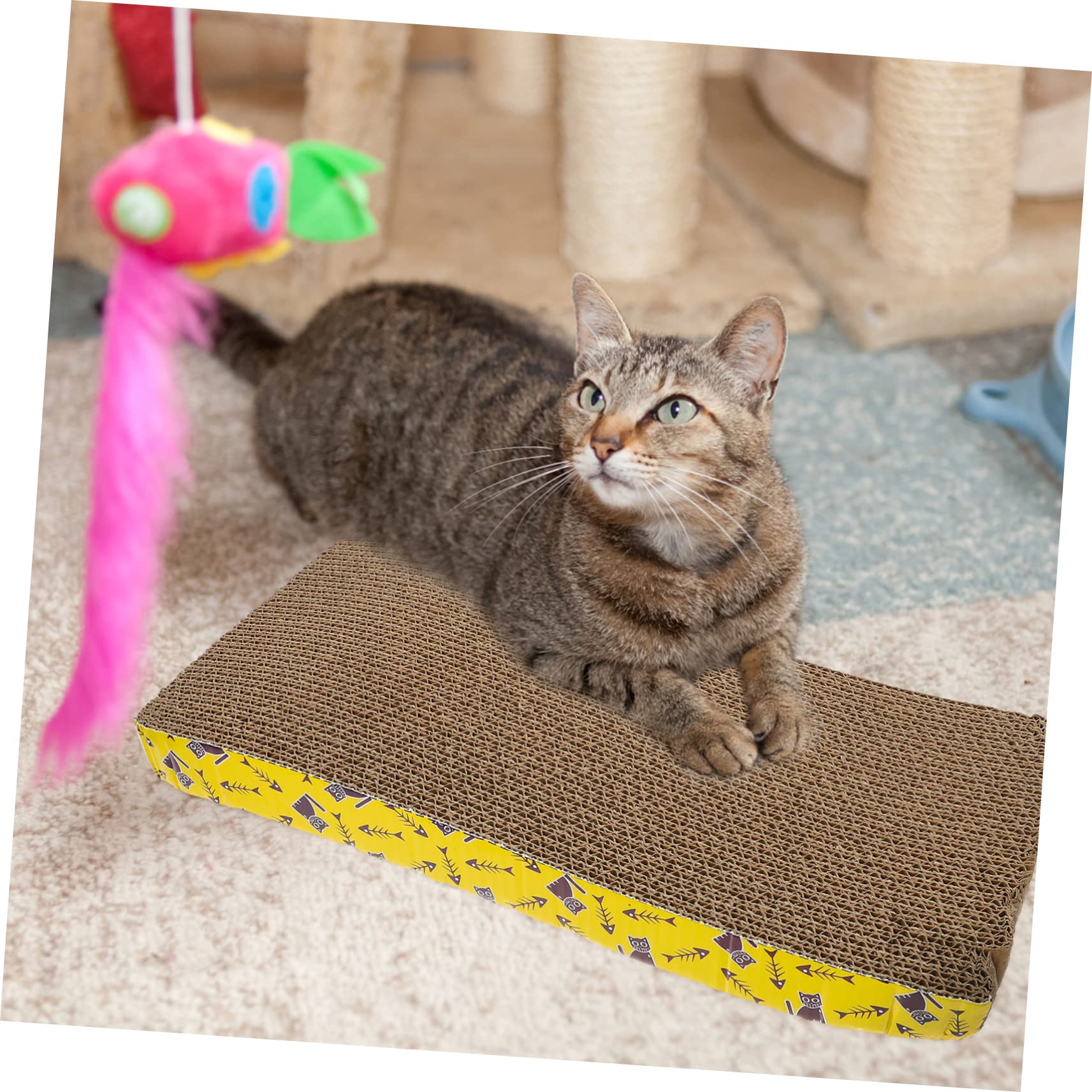 TOYANDONA Tiragraffi in Cartone Ondulato per Gatti e Kitten, Tavola Scratching Board per Allenamento e Gioco, 2pezzi Stabilità Elevata