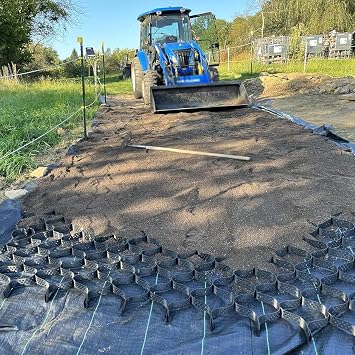 4in Depth Ground Grid, 3ft-32ft, High-Density HDPE Geo Cell, 1885 lbs per sq ft Load, Foldable & Tensile, Perfect for Gardens, Driveways, Pathways, Slopes4mx 5m13ftx16.5ft