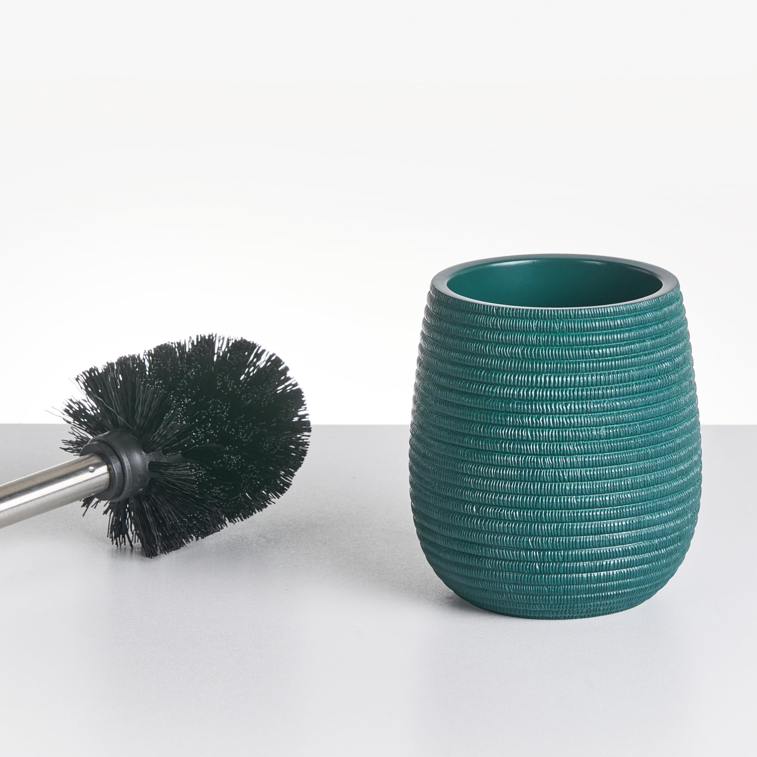 Conjunto de Accesorios de baño jabonera dispensador de jabón escobilla de Inodoro Vaso Soporte para cepillos de Dientes Verde Azulado Quila