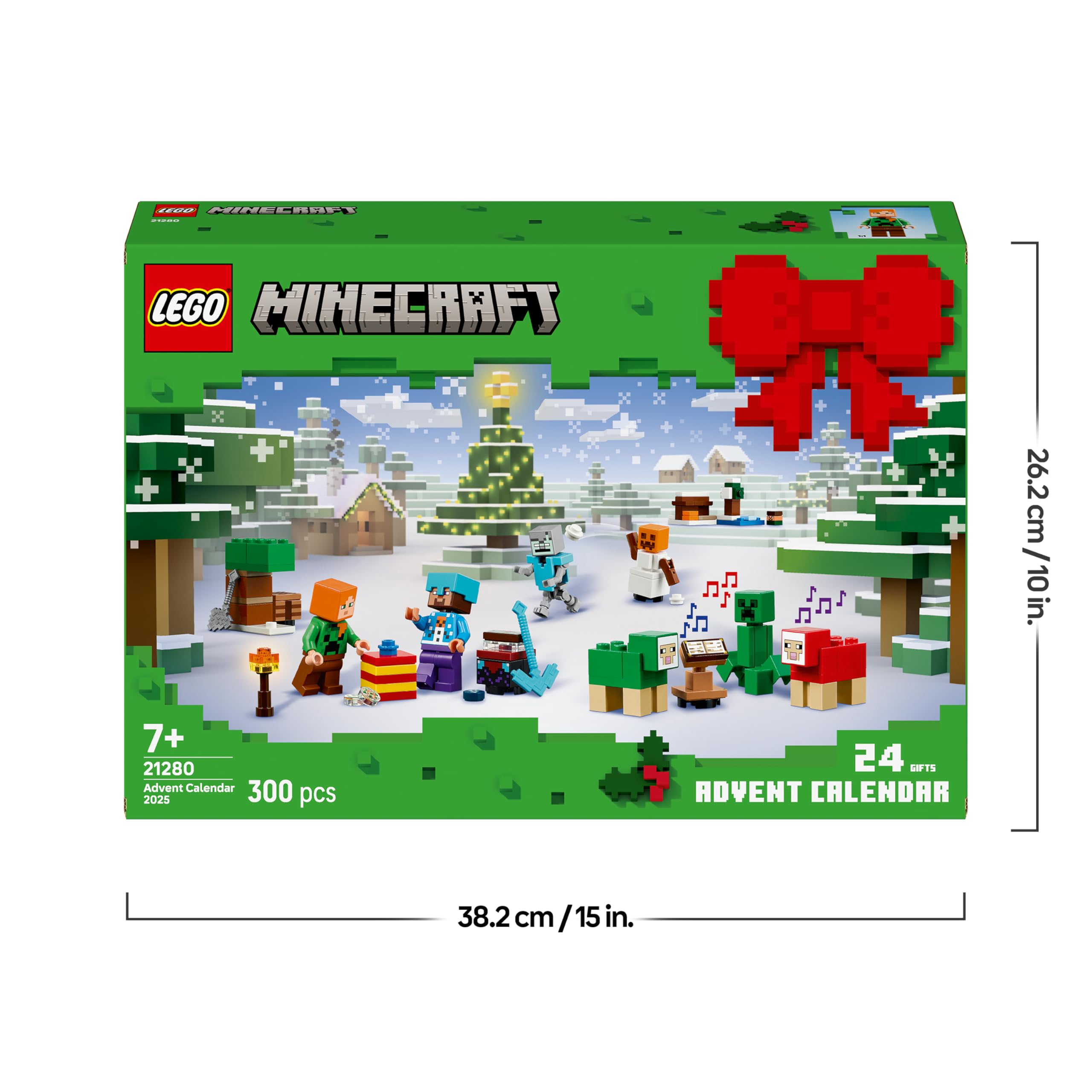 LEGO Minecraft Adventskalender 2025 - Spielzeug für Jungen & Mädchen ab 7 Jahren - 24 Überraschungen inkl. Minifiguren & Mini-Modellen - Kinder Spielset - Gaming Geschenk zum Advent - 21280