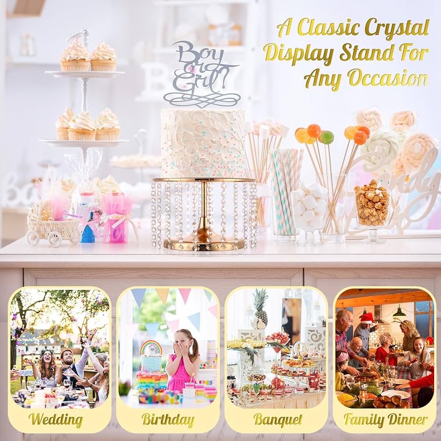 メタル製スイーツスタンド Amazon.com | Set of 6 Metal Cake Stands with Crystal Pendant