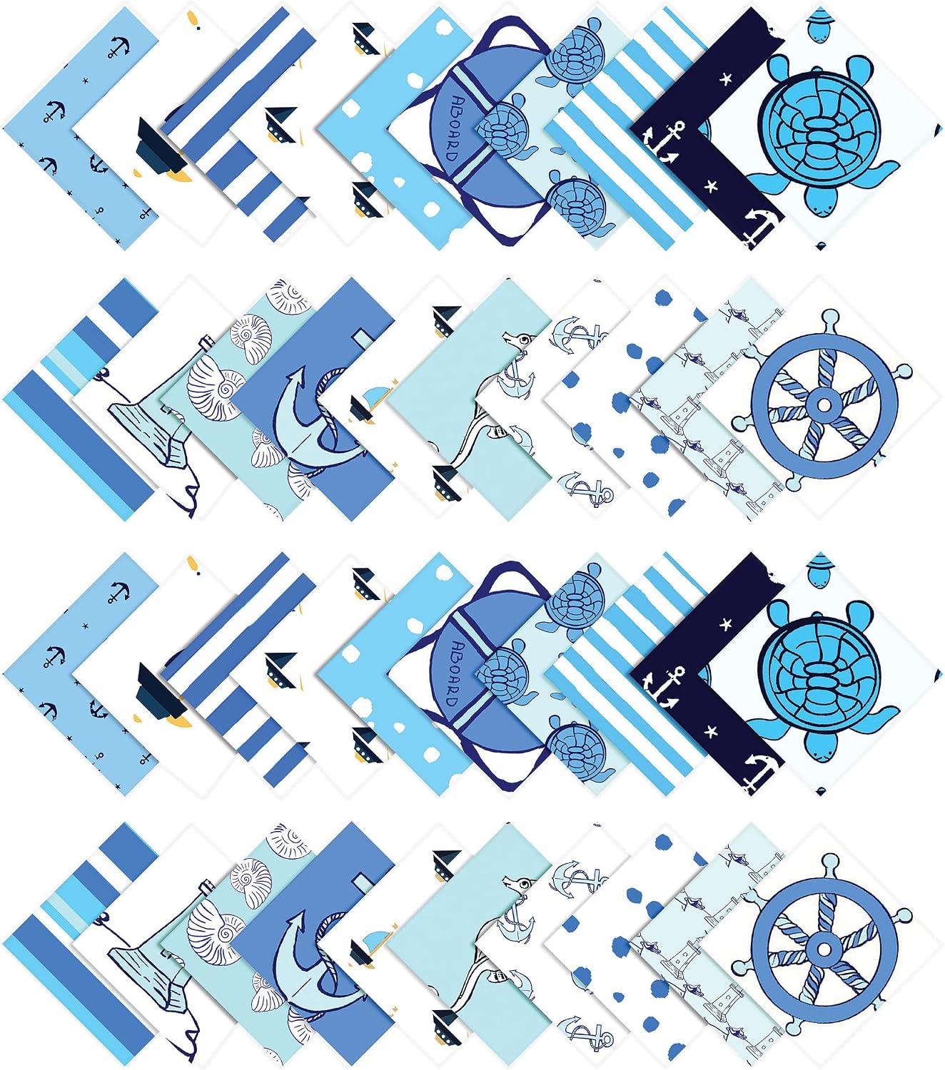 Soimoi Precut 10-inch Nautical Prints Cotton Fabric Bundle Quilting Squares Charm Pack DIY Patchwork Sewing Craft- Blue