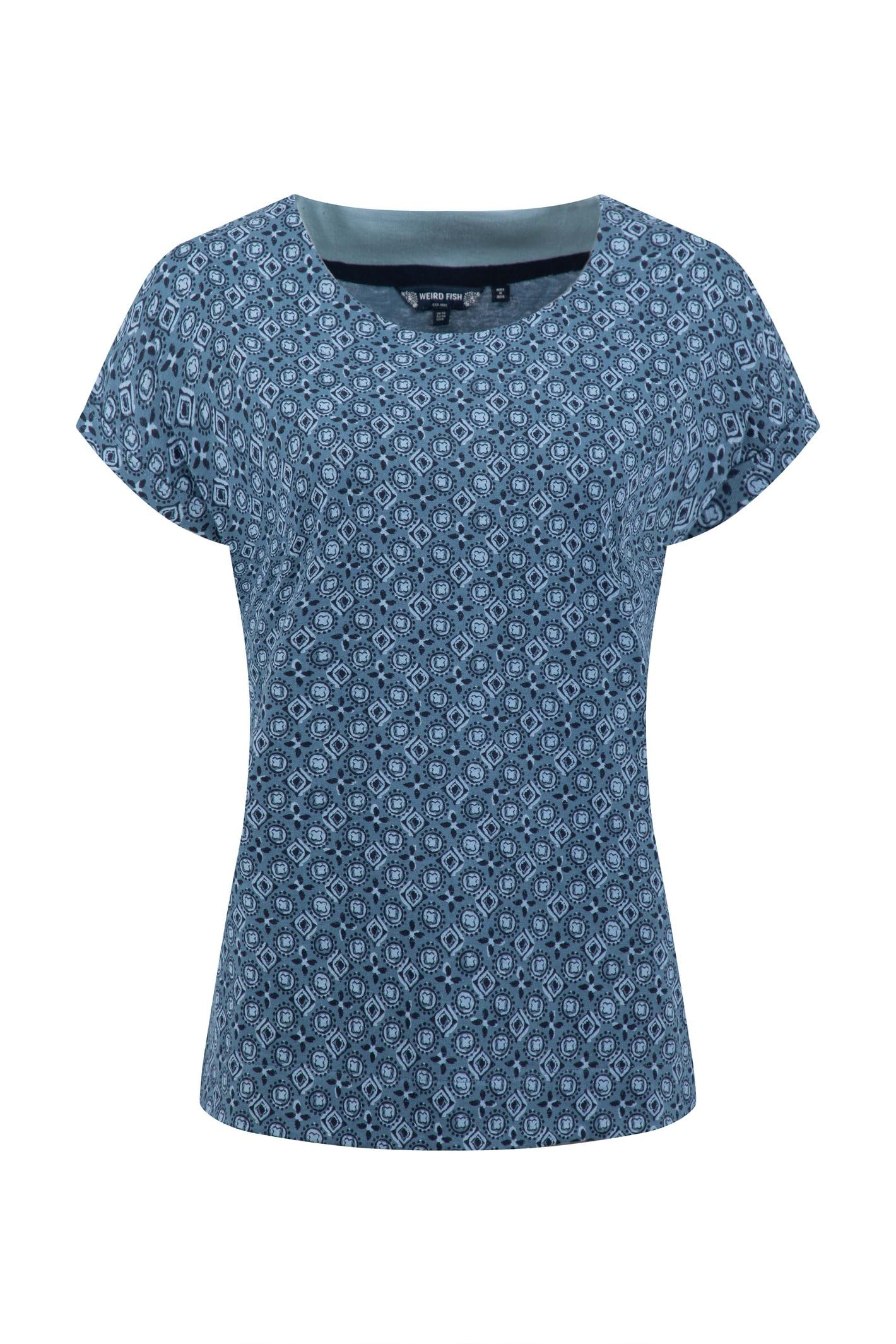 Weird Fish Women's Multicolor Paw Paw Printed Jersey T-Shirt | Size: 16