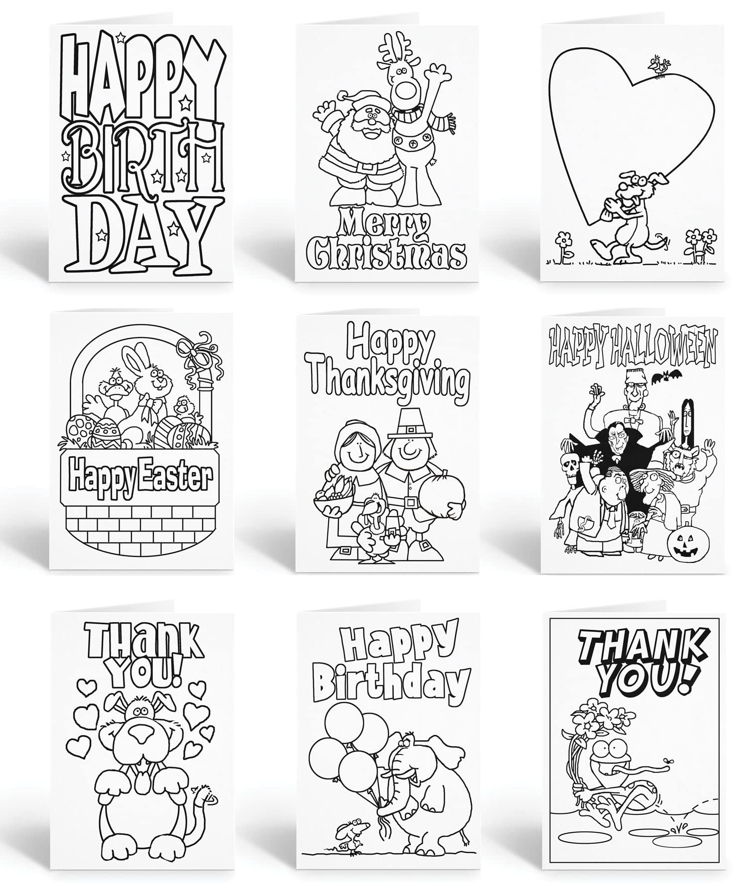 Stonehouse Collection | Kids Color-In Greeting Cards for All Occasions | Birthday, Thank You, Christmas, Halloween, Thanksgiving, Valentine's Day | Fun & Creative DIY Cards for Children (Holiday