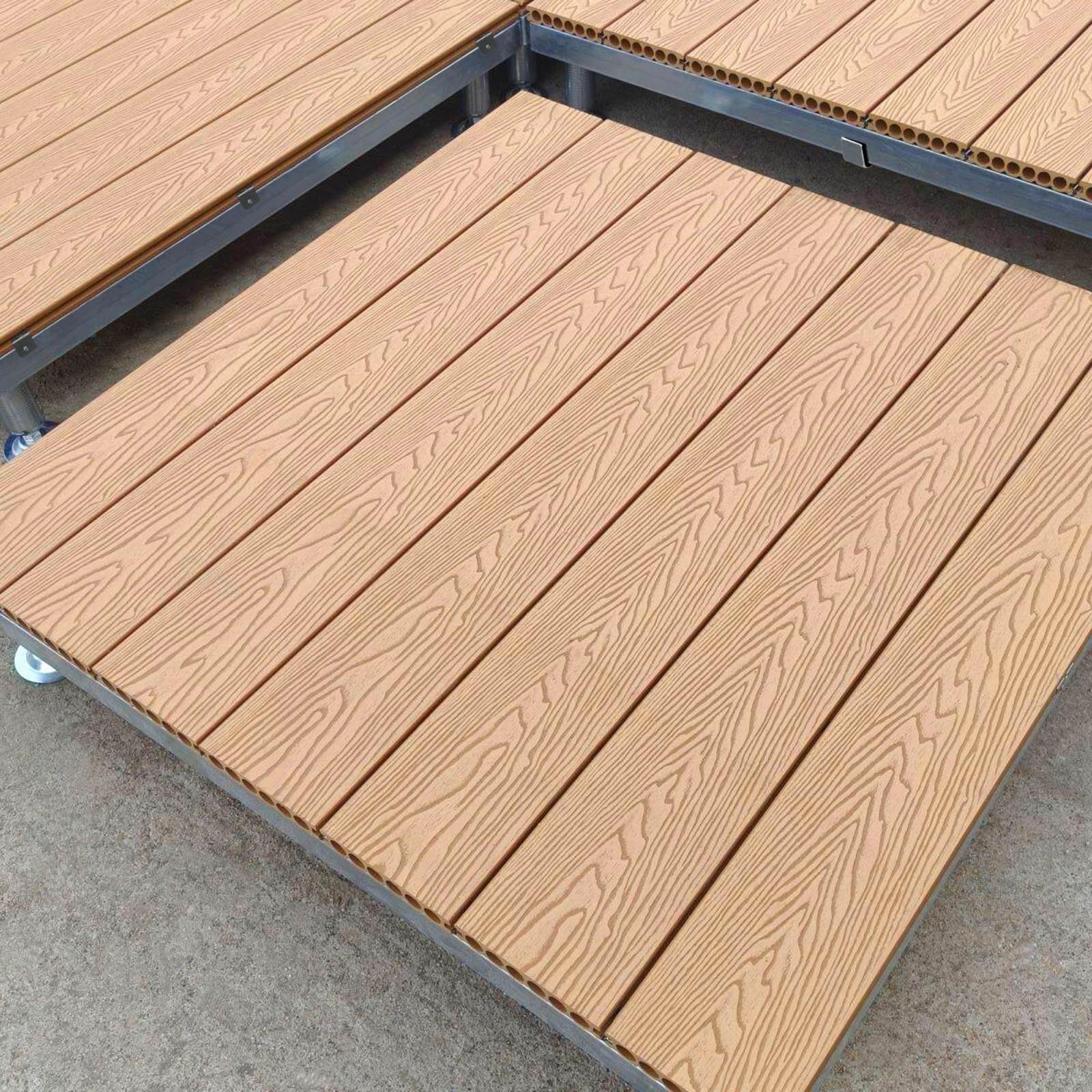 Dalles Terrasse Clipsables WPC Plateforme Dalles Patio(Natural,84x84x15cm)