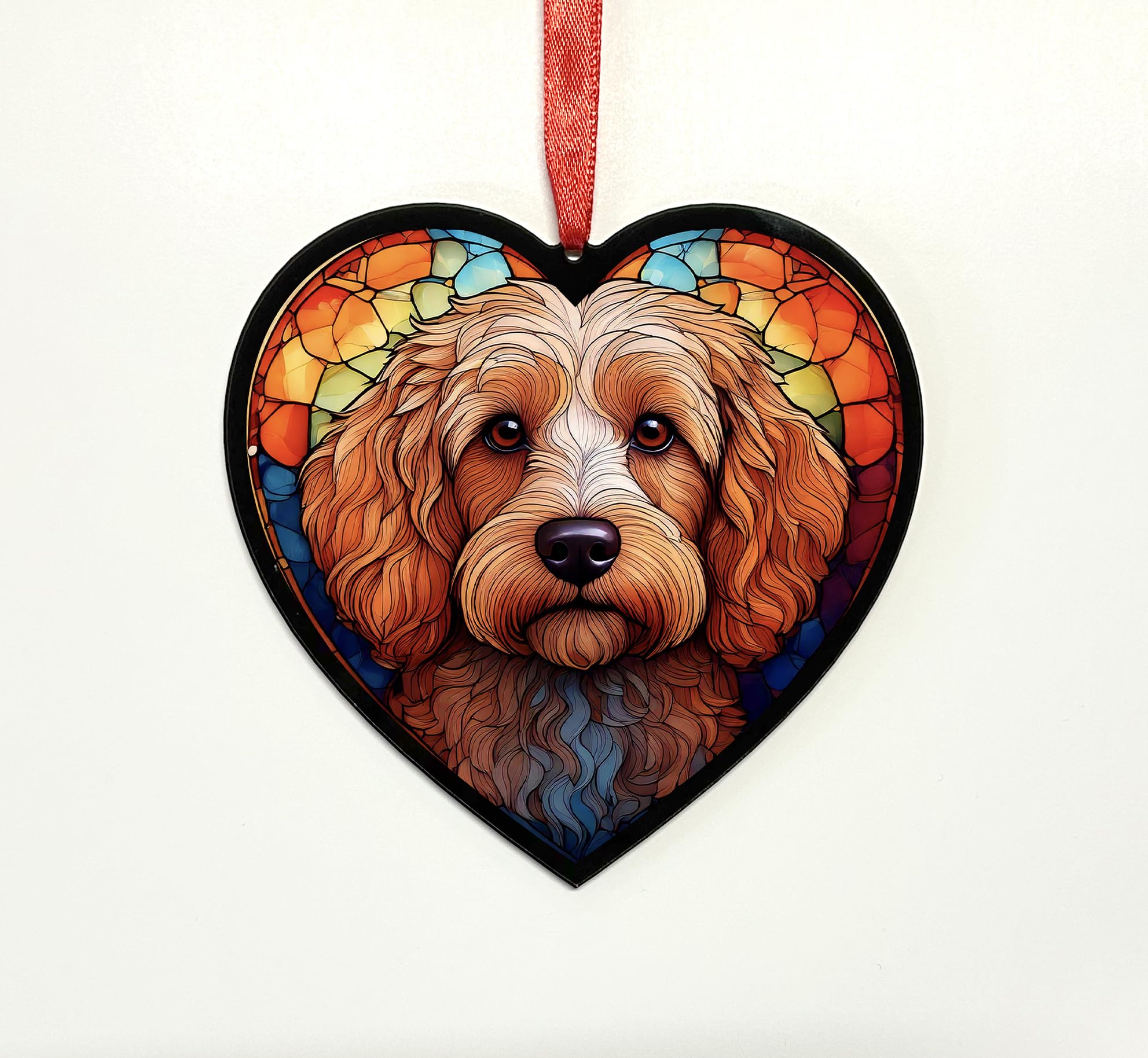 Cockapoo Apricot Heart Suncatcher - Memorial or Gift for Dog Lovers - 13cm