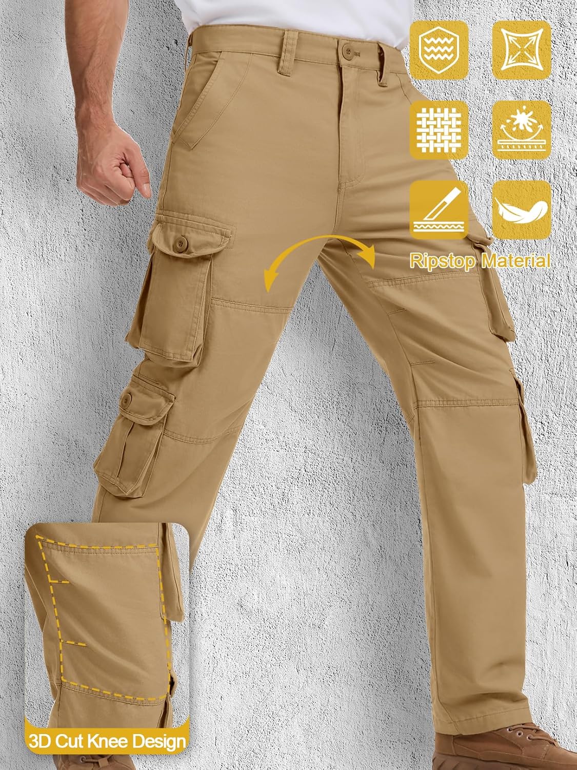 Men's BDU Casual Military Pants, Tactical Wild Army Combat ACU Rip Stop Camo Cargo Work Trousers with 10 Pockets - Image 7