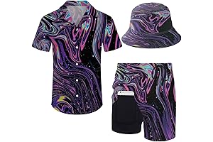 Nostalgic 80s & 90s Trippy Shirt & Shorts Set