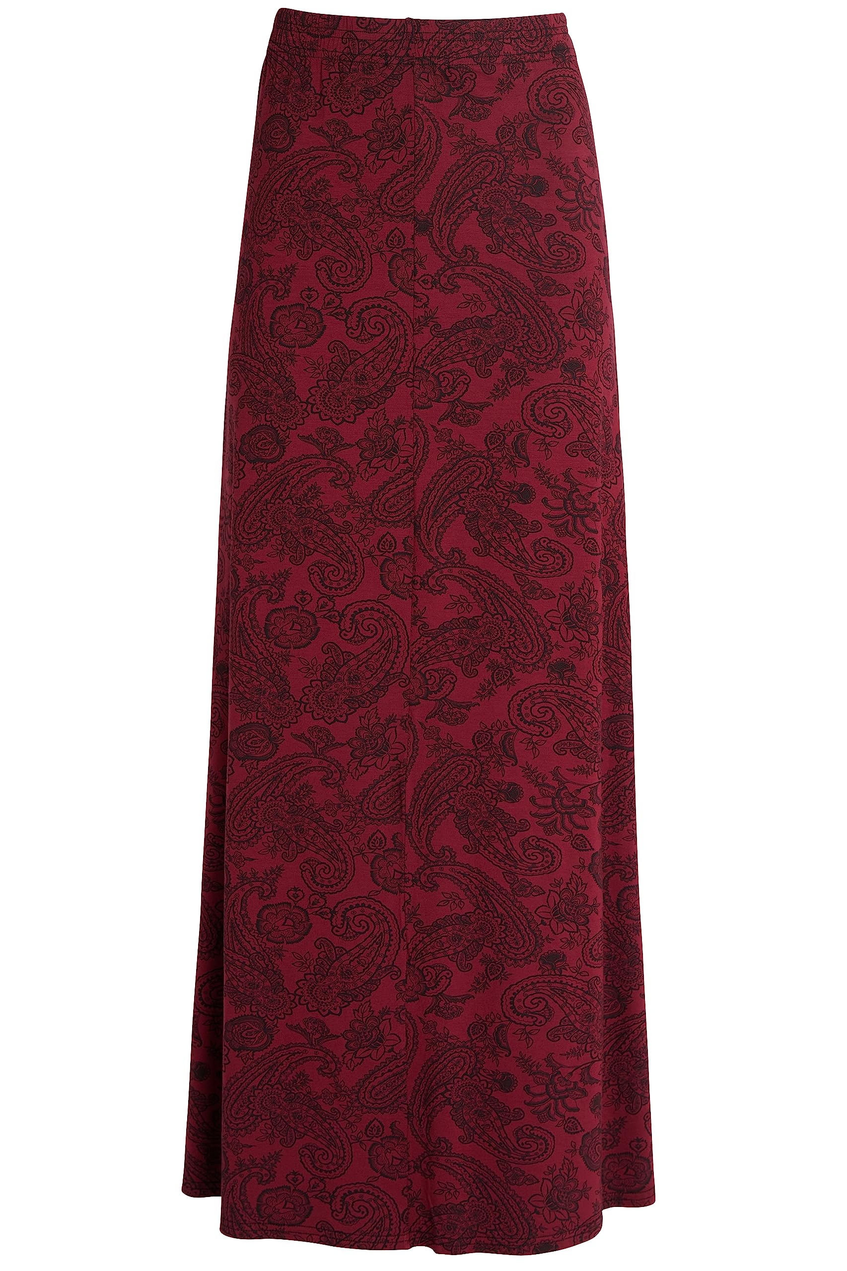 Wearall Women's Pasiley Wine Paisley Print 70S Boho Stretch Long Maxi Skirt 14