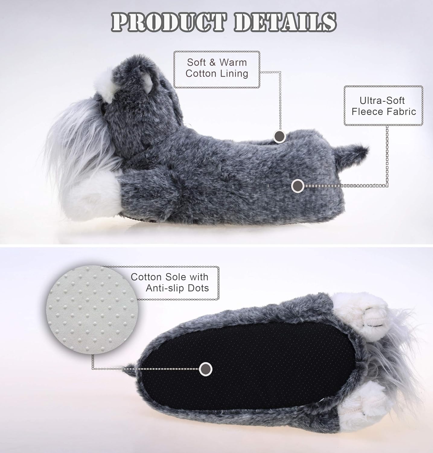Onmygogo Fuzzy Winter Animal Dog House Slippers for Men and Women - Image 4