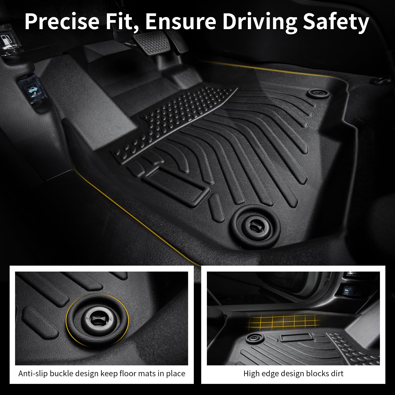 AZYT Floor Mats & Cargo Liner for Jeep Grand Cherokee 2005-2010, All Weather Automotive TPE Floor Liners Set Waterproof Accessories Black