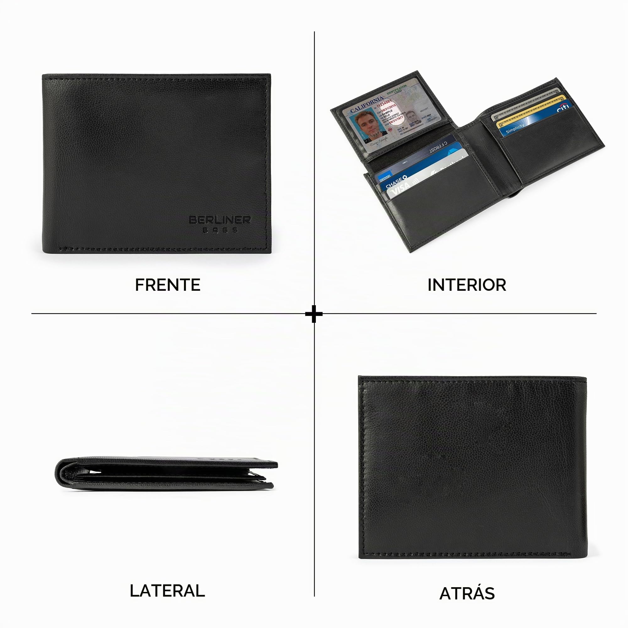 Berliner Bags Peter Cartera de Piel Auténtica Hombre con 8 Tarjetas y RFID