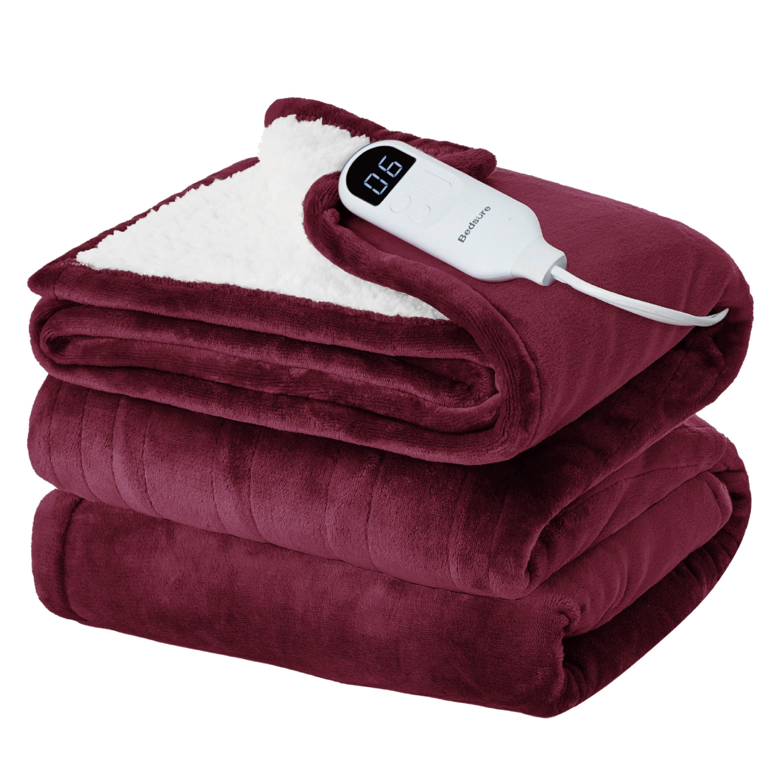 Bedsure Electric Blanket Twin - Soft Flannel Heated Blanket, Fast Heating with 10 Time Settings & 6 Heat Settings, for Grandma, Women, Men (62x84 inches, Red)