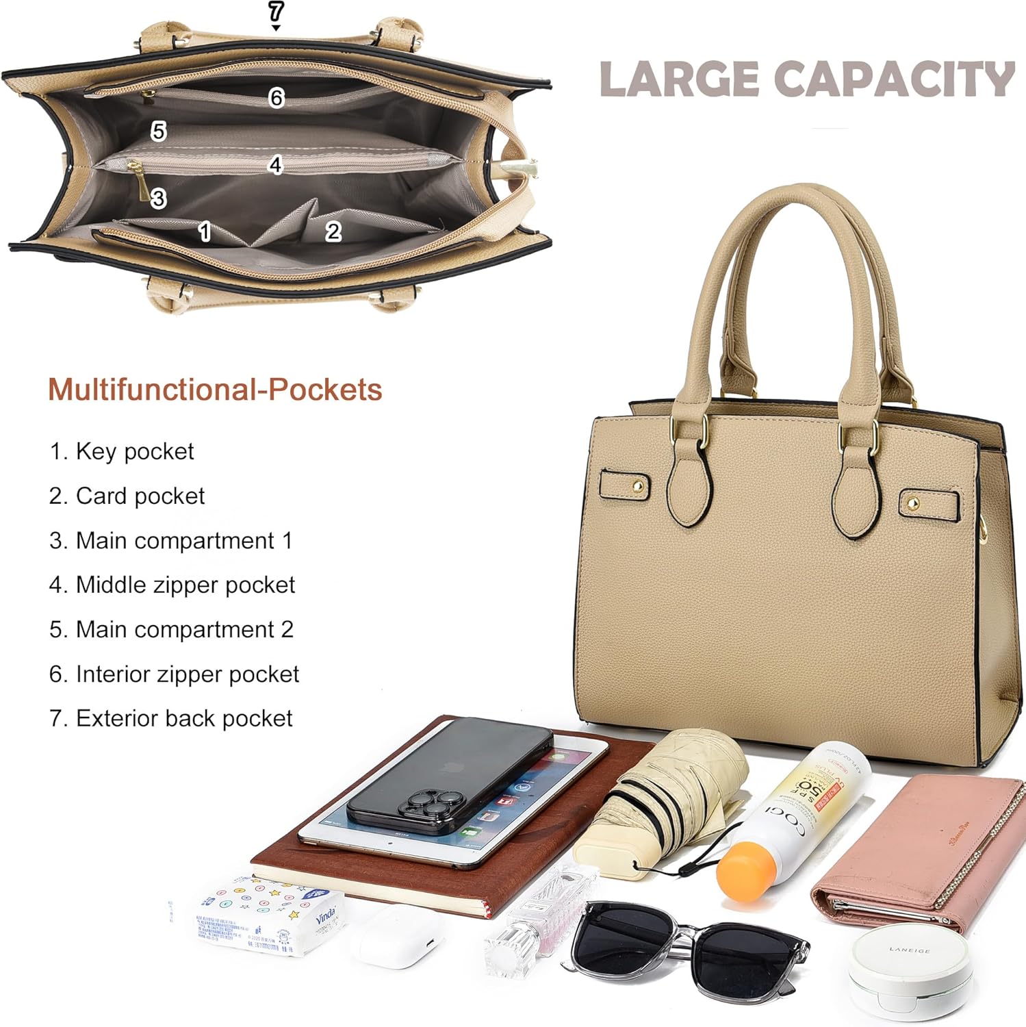 DMICXEL Tote Bag Crossbody Purses for Women Shoulder Handbag PU Leather Top Handle Satchel Bags - Image 5