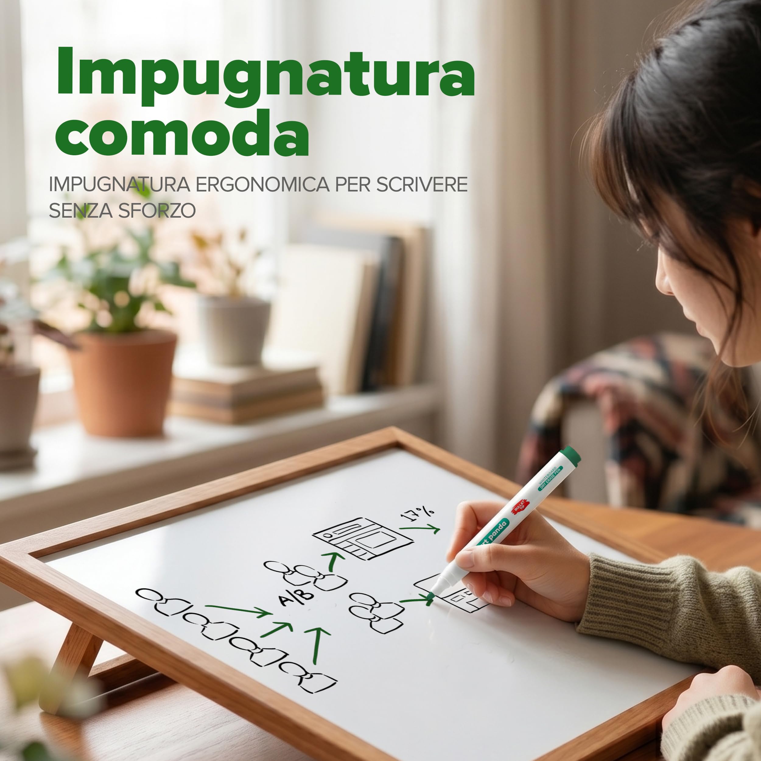 Smart Panda 5 Pennarelli per Lavagnette Cancellabili a Proiettile Subito Asciutti