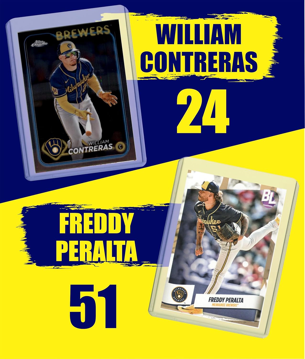 Milwaukee Brewers Cards: Christian Yelich, Willy Adames, William Contreras, Freddy Peralta, Robin Yount, Brice Turang ASSORTED Baseball Stars and GOATs Trading Card and Wristbands Gift Pack - Image 3