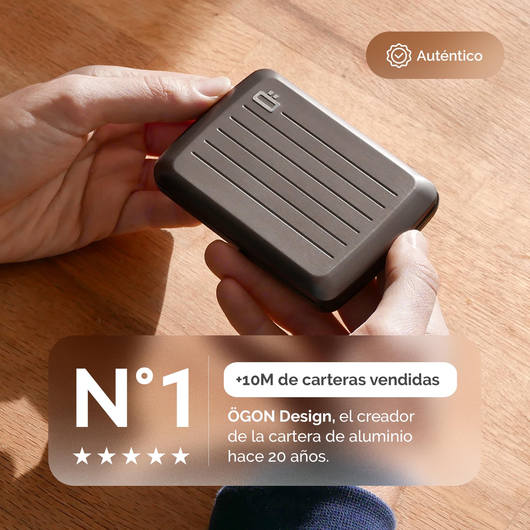 ÖGON -DESIGNS- Tarjetero de Aluminio con Cierre metálico, protección RFID contra el fraude y la desmagnetización, Cartera compacta, Modelo Smart Case Oslo