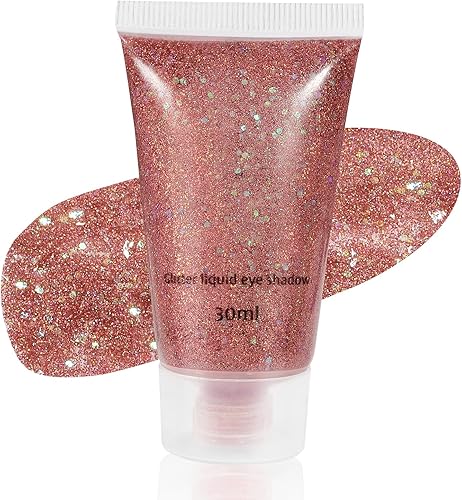 Mysense Gel con purpurina corporal de oro rosa, maquillaje con purpurina para conciertos de cantante, festival de música, accesorios para el