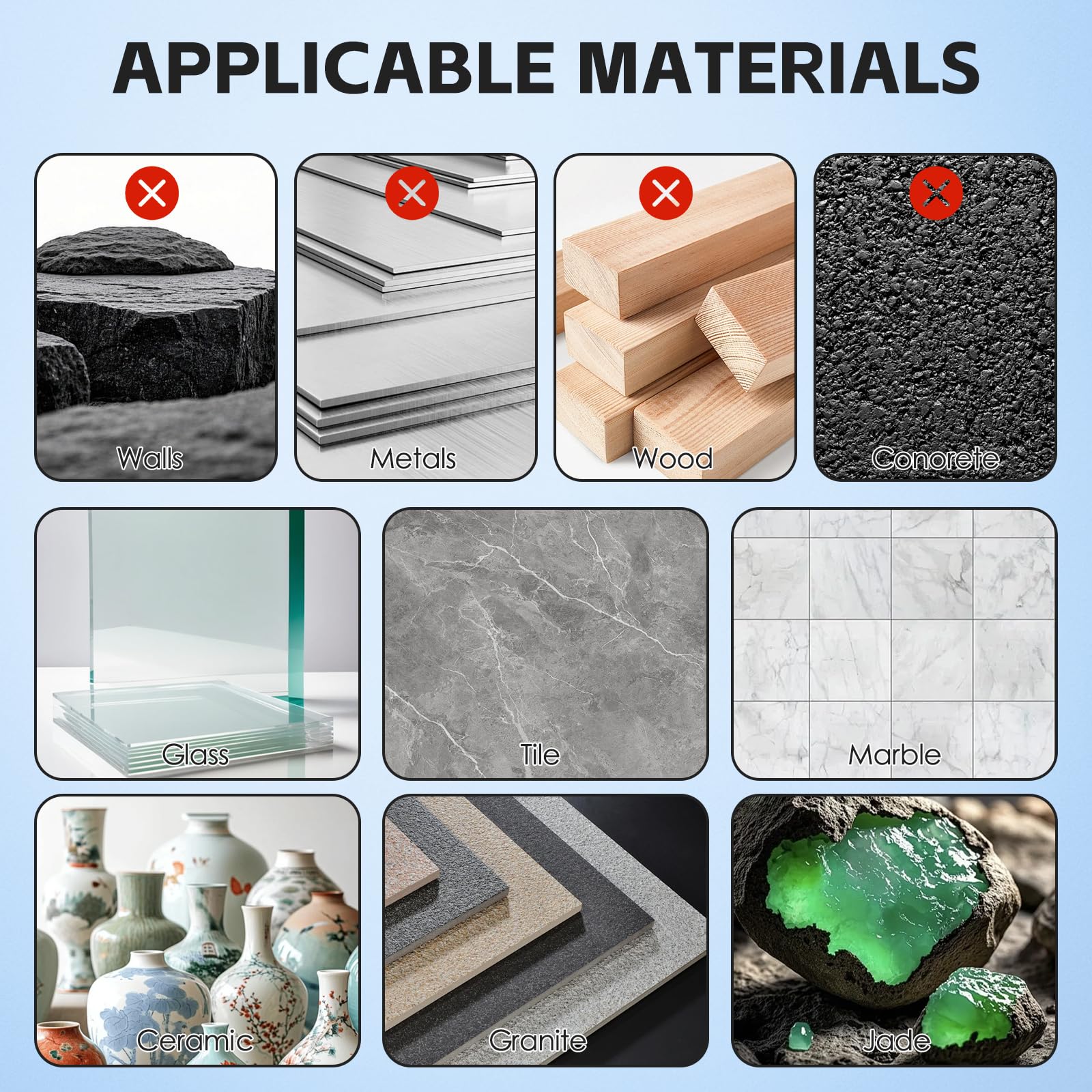 Punte per Gres Porcellanato Diamantate 5-14 mm, Frese per Piastrelle Vetro Ceramica Granito