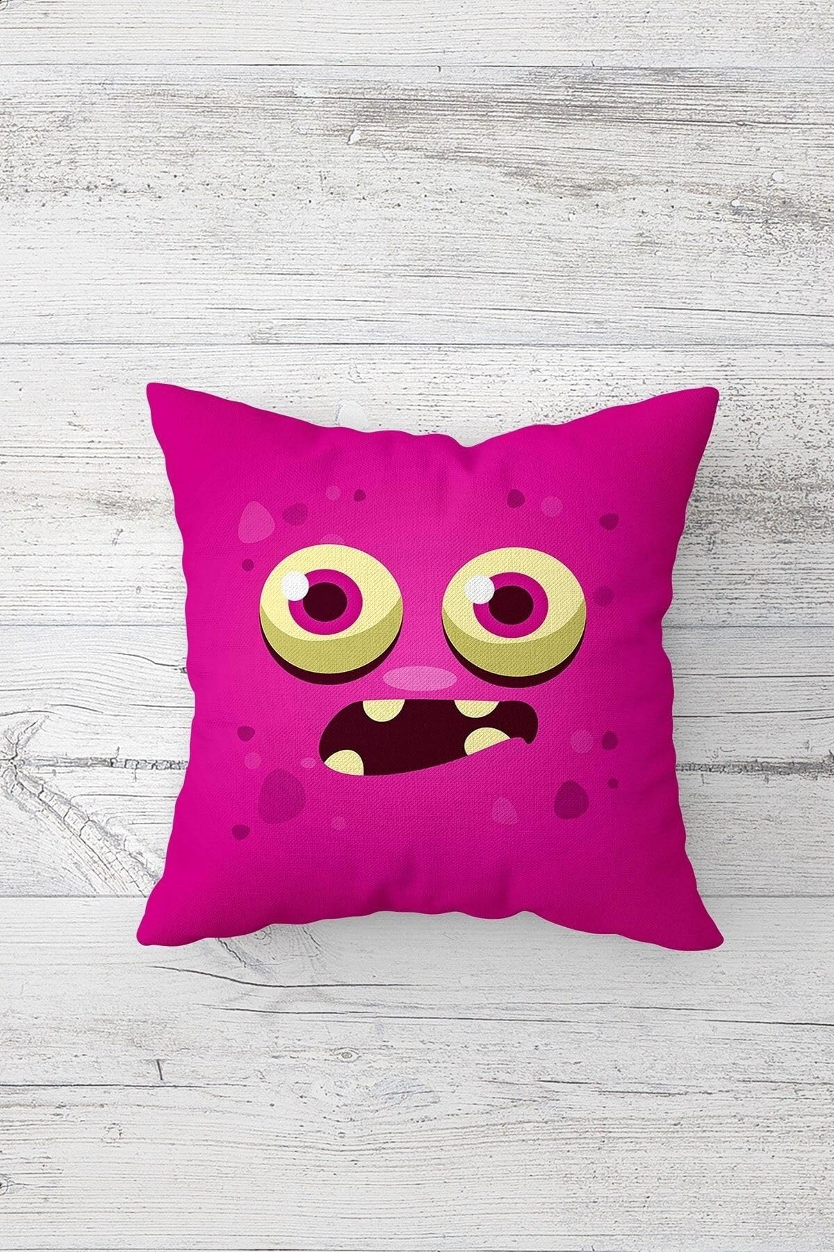 Pelangi Fuşya Endişeli Emoji Çift Tarafı Baskılı Gizli Fermuarlı Yastık Kılıfı Kırlent Koltuk Yastık Kılıfı, pembe 45 x 45, 24691128545451