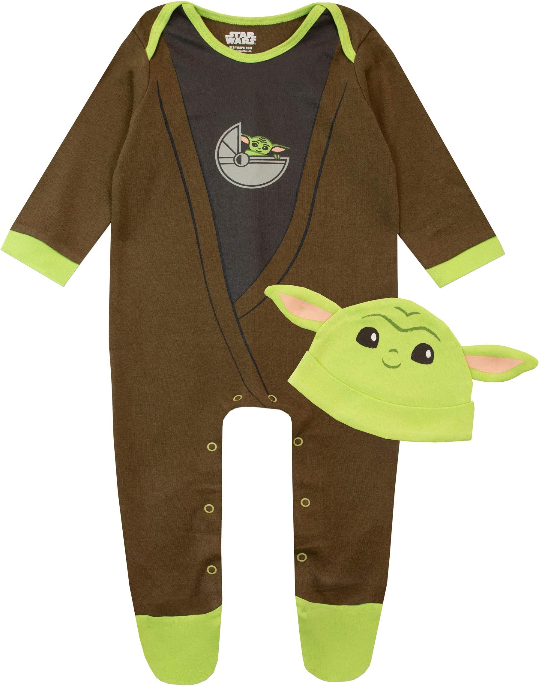 Star WarsBaby Boys Sleepsuit and Hat Set The Mandalorian Baby Yoda