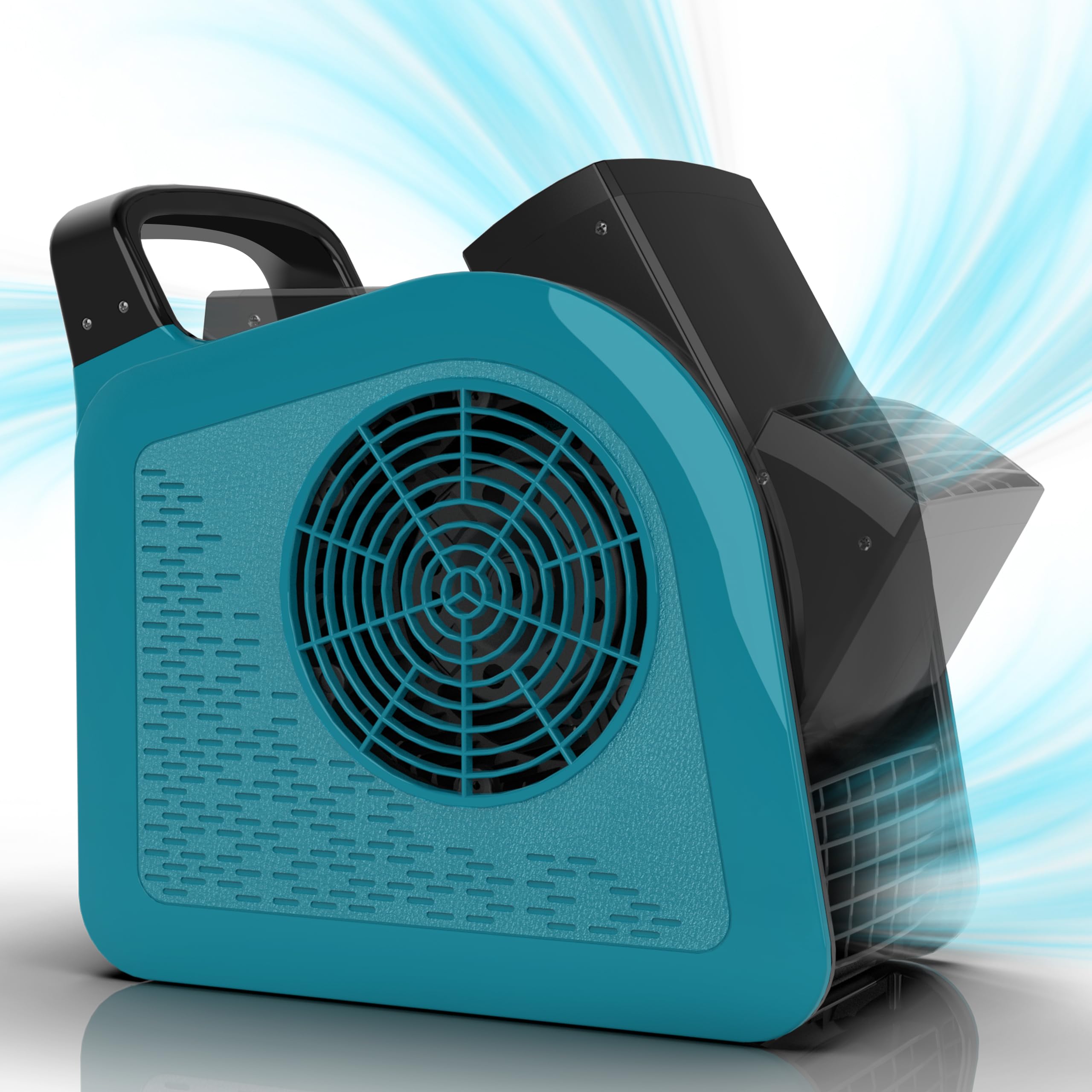 Air Mover Blower Fan - Carpet Dryer for Cooling, Drying and Ventilating, 355CFM Powerful Floor Fans for Home and Garage with 3 Speeds, High Velocity Utility Fan with 2 Outlets, 130W, Blue