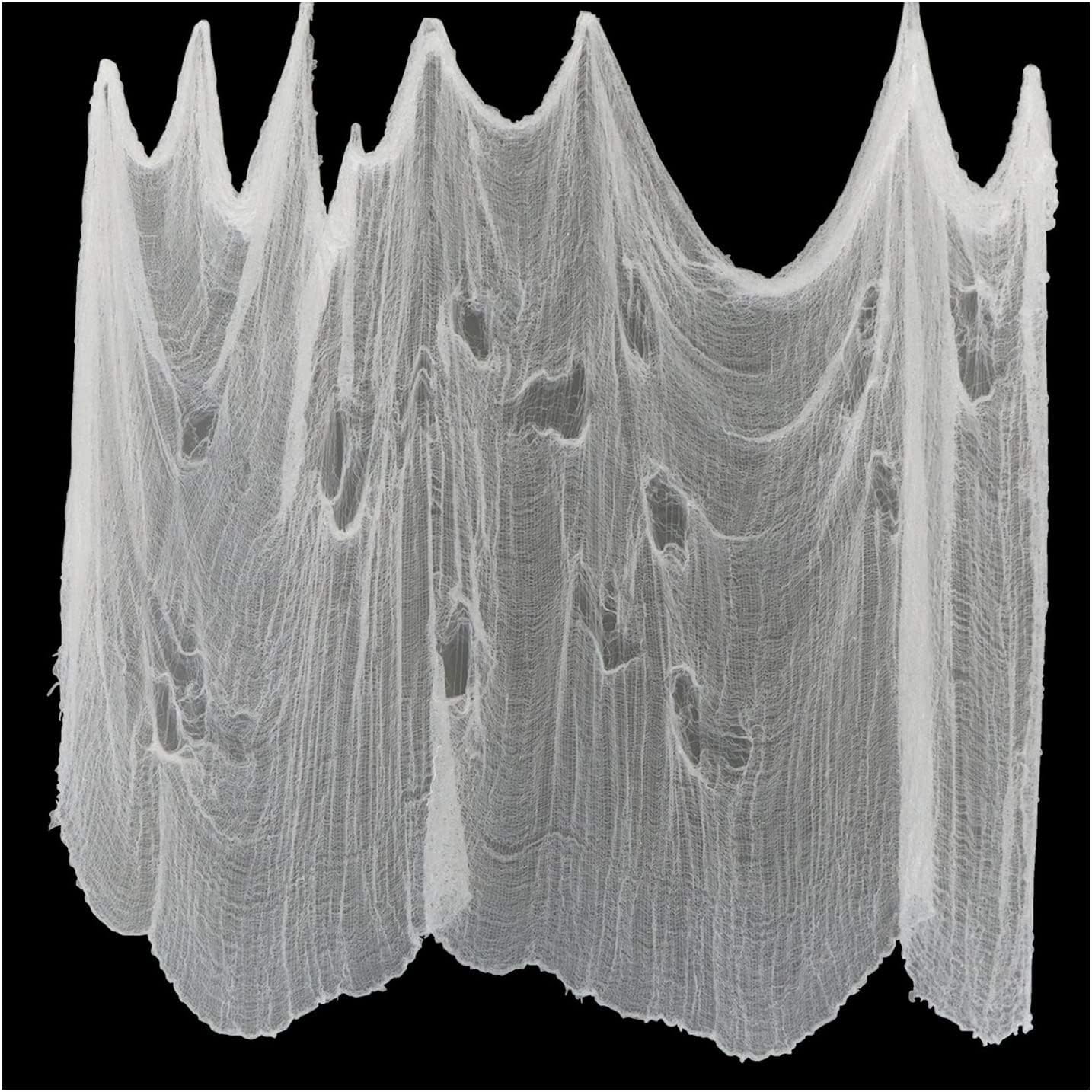 4m*2m Scary Halloween Decor Creepy Cloth Decorations Ghost DIY Halloween Haunted House Party Decoration Supplies (White)