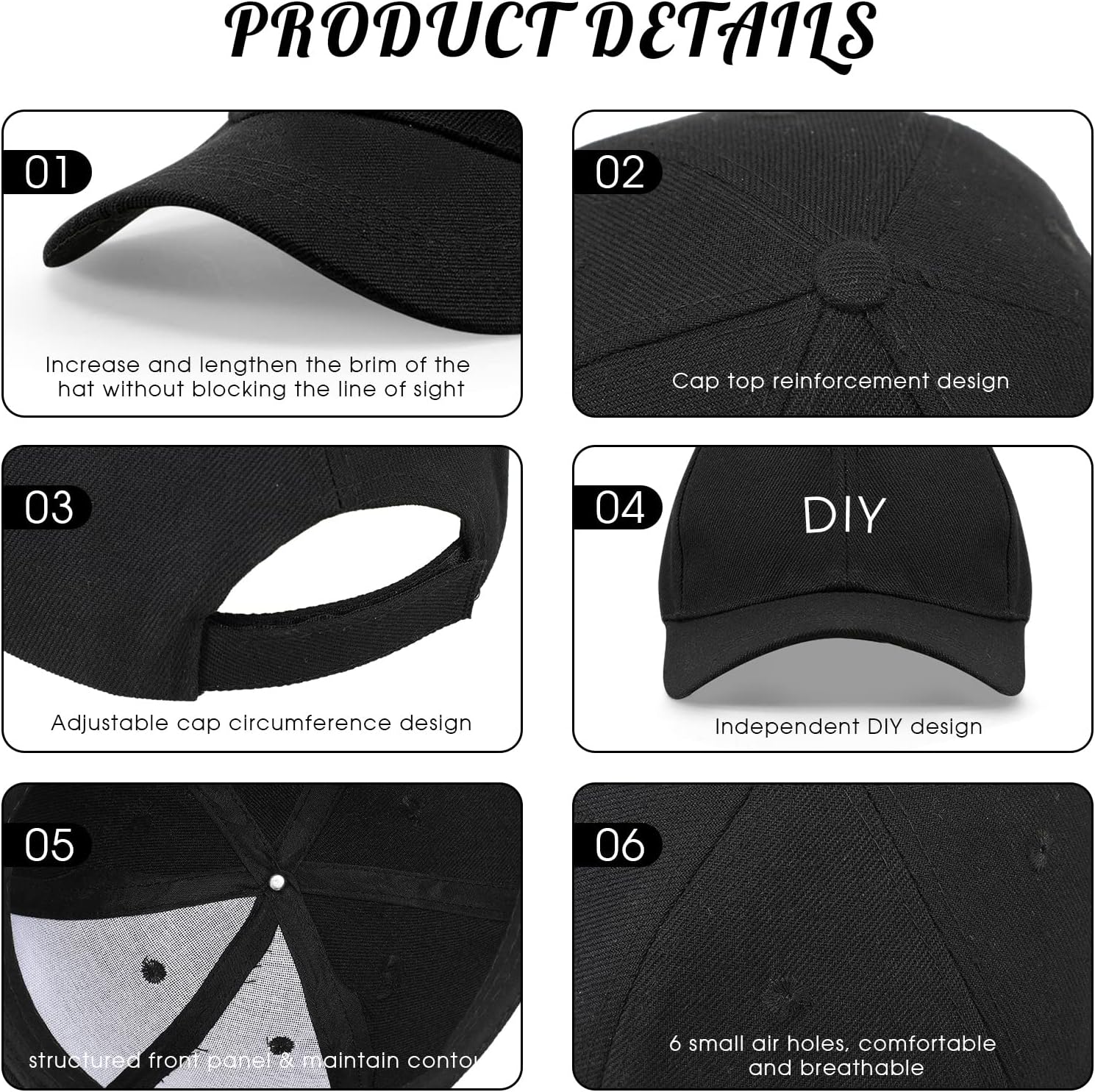 Coume 36 Pcs Wholesale Bulk Lot Baseball Caps Bulk Adjustable Blank Denim Plain Trucker Hat for Men Women(Black) - Image 5