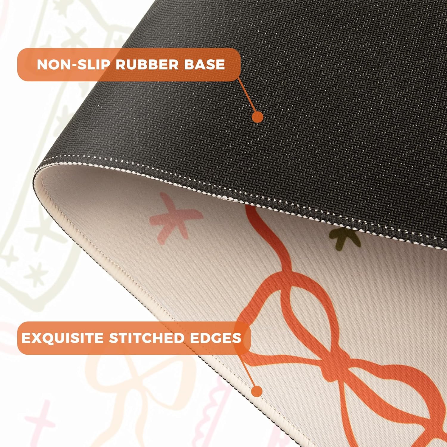 iCasso Desk Mat for Keyboard and Mouse, Large Mouse Pad for Desk, Desk Matt for Desktop, Desk Pad Mat, Anti-Slip Big Mousepad with Stitched Edges for Computer(Colorful Ribbon) - Image 4