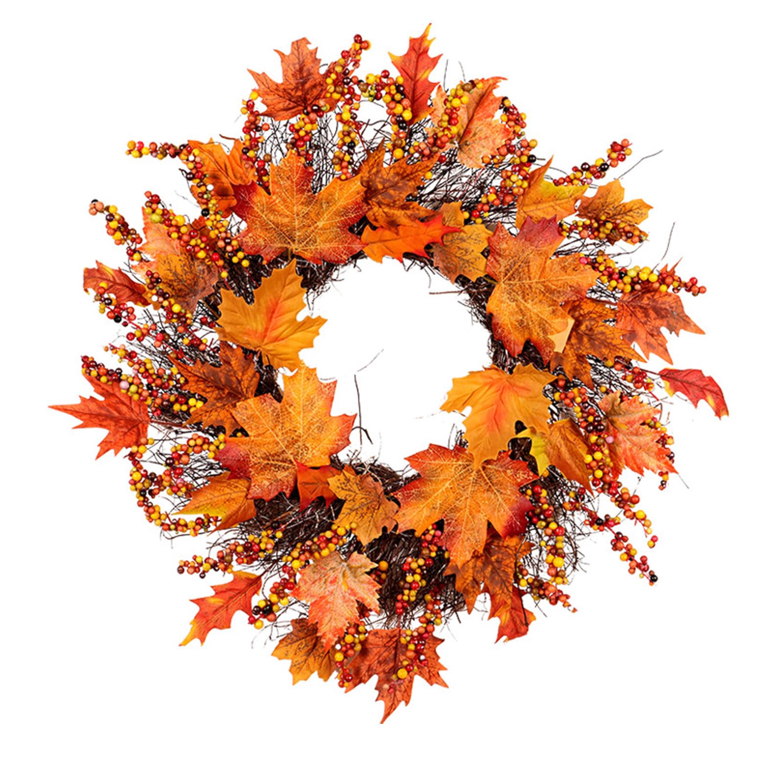 Door Fall Farmhouse Wreath Autumn Harvest Wreaths with and Maple Leaves for Outside Outdoor Maple Wreath