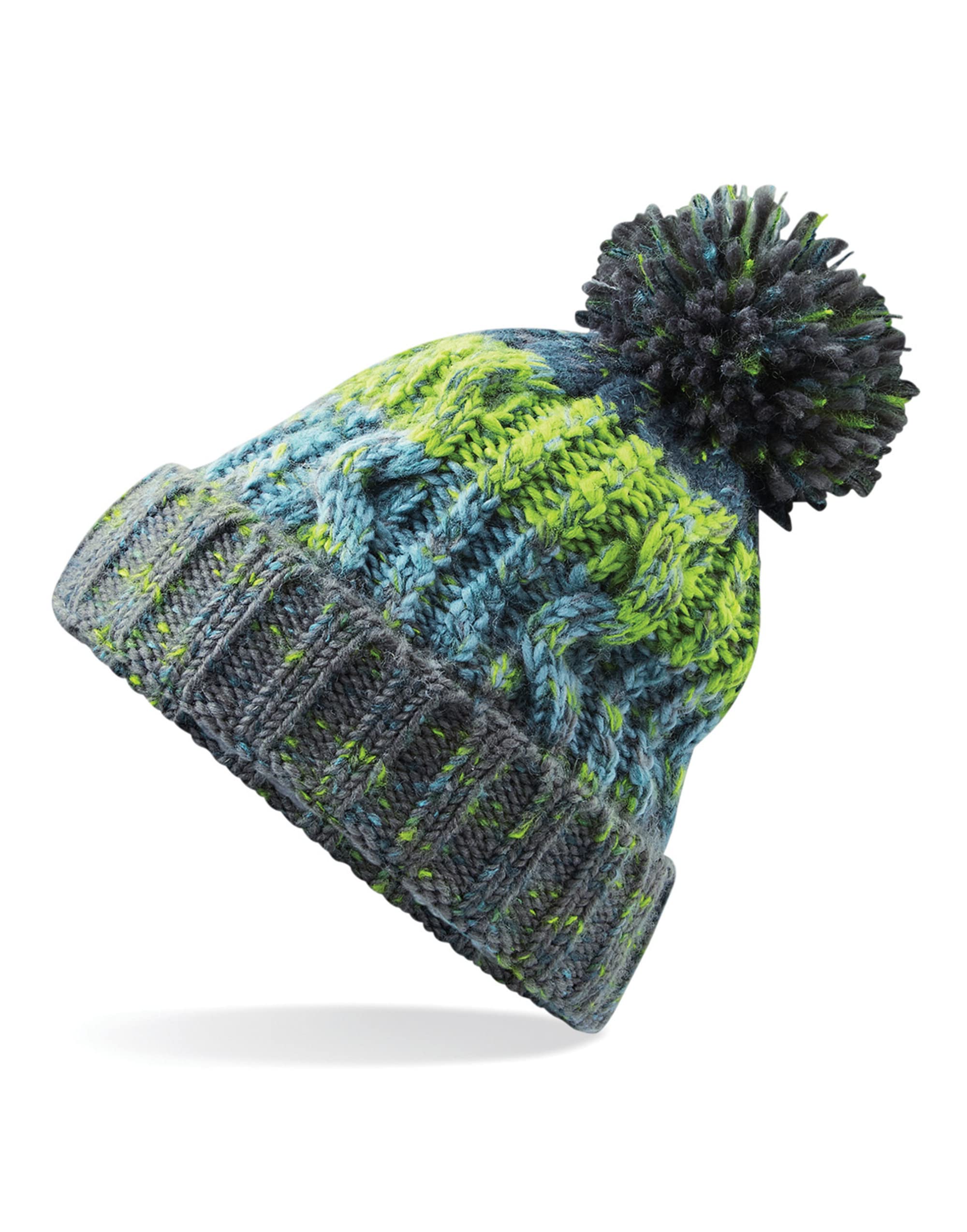 Aremie Women's Electric Grey Cable Knitted Bobble Hat, Mens Beanie Hat, Warm Winter Pom Pom Wooly Cap, Lime Green, Grey, Light Blue, Multicolour