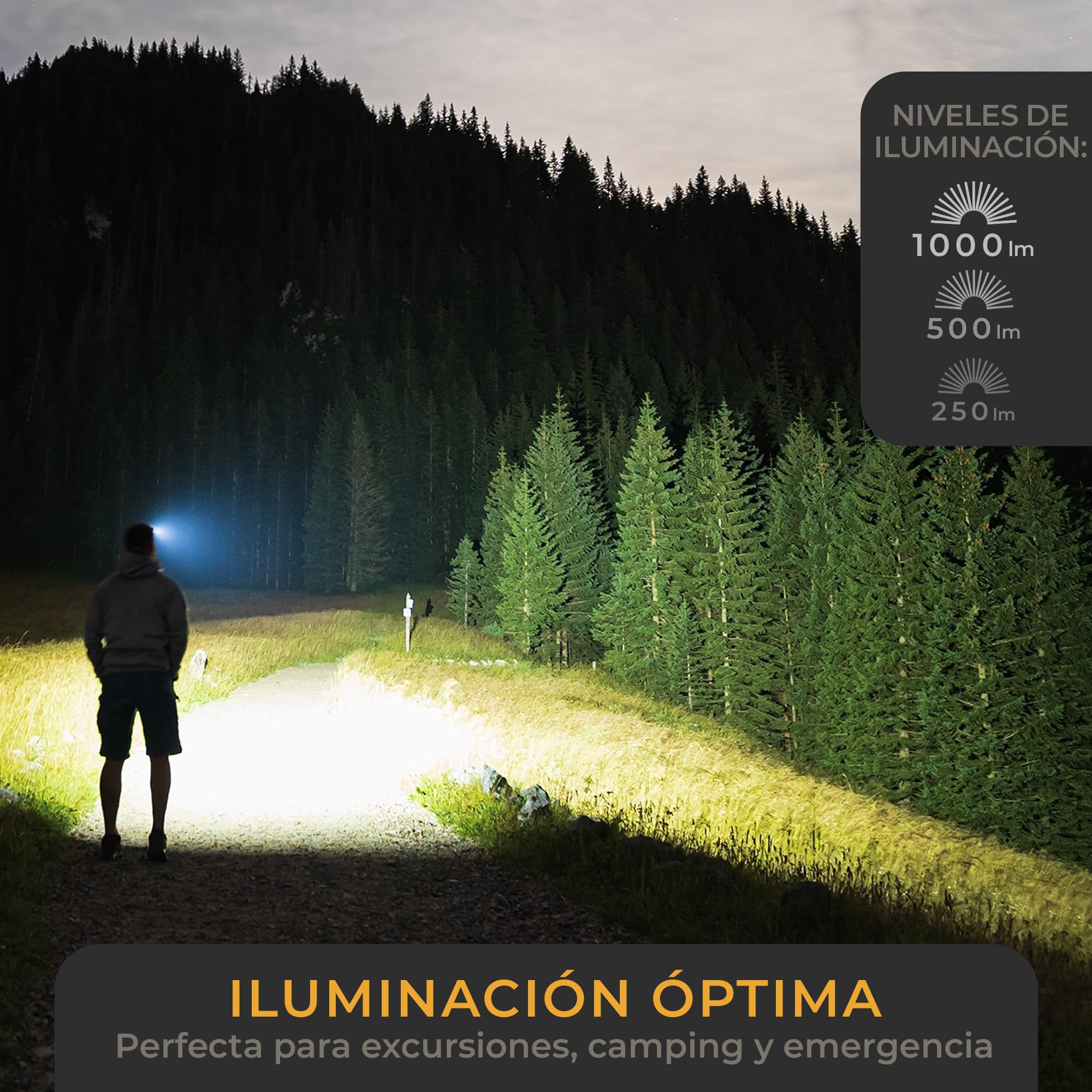 LICHTMEISTER® Linterna LED (500 lúmenes con Pilas AAA) - Linternas LED Alta Potencia - Linterna LED Recargable