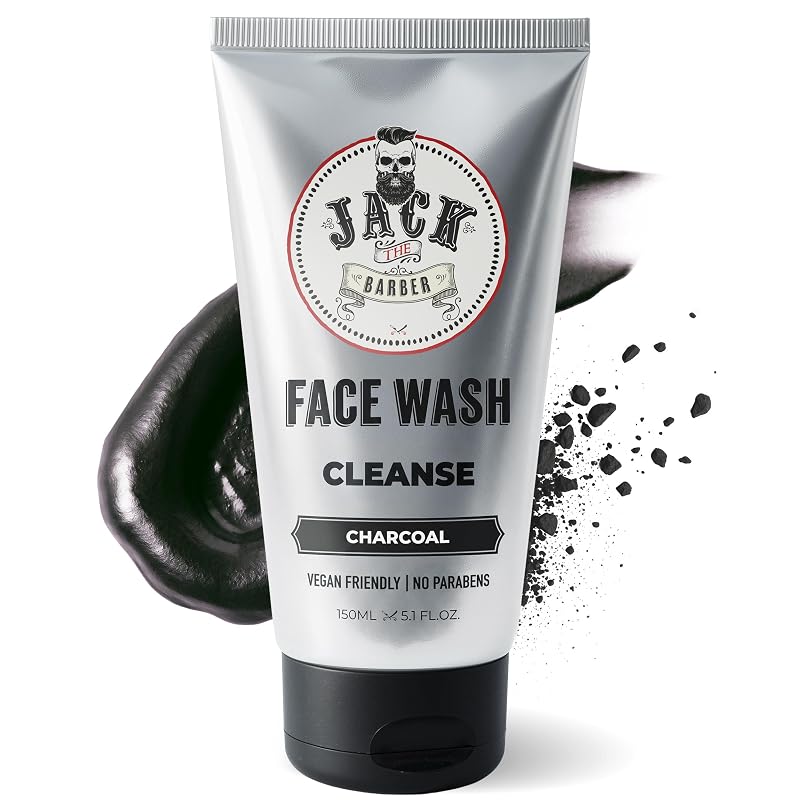 Jack The Barber Limpador facial e para barba com carvão, 150 mL