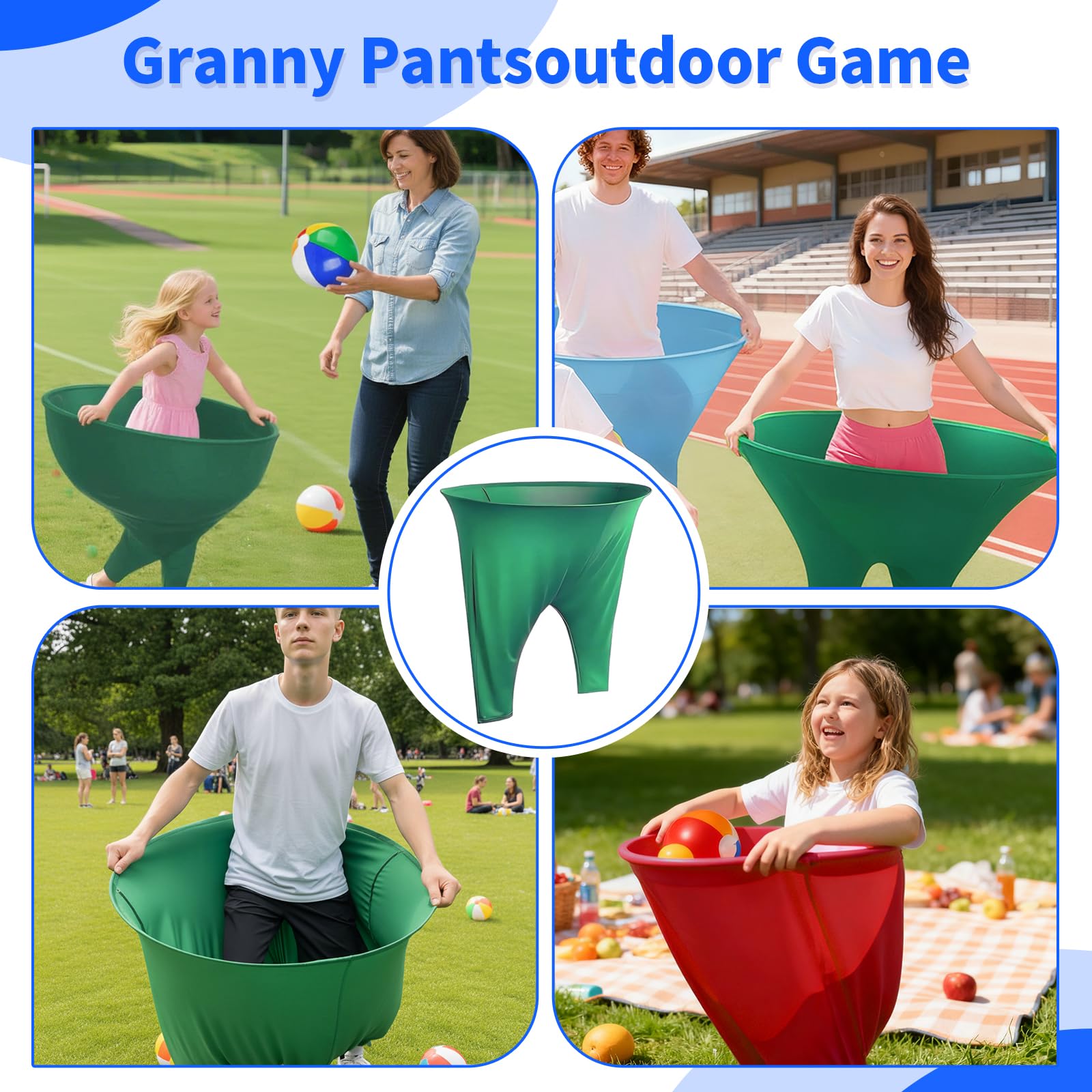 2er-Pack Oma-Hof-Spiel, Familienparty, Outdoor-Oma-Hosen-Spiel mit 12 Hüpfbällen für Familientreffen, ultimative Hinterhof-Partyspiele (Rot + Grün)